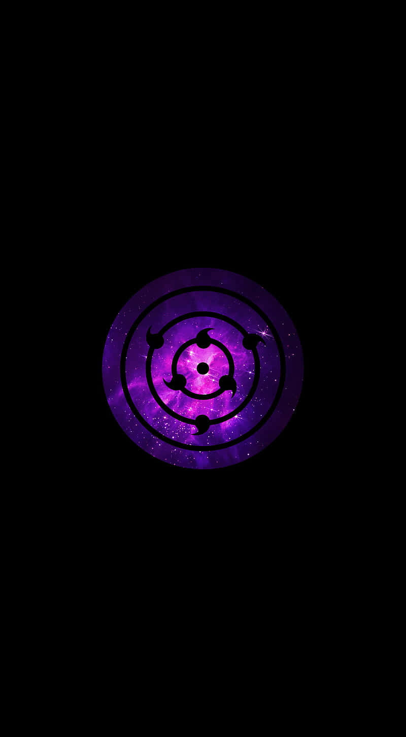 Rinnegan, glowing purple cosmic eye symbol, black concentric rings, HD Phone Wallpaper