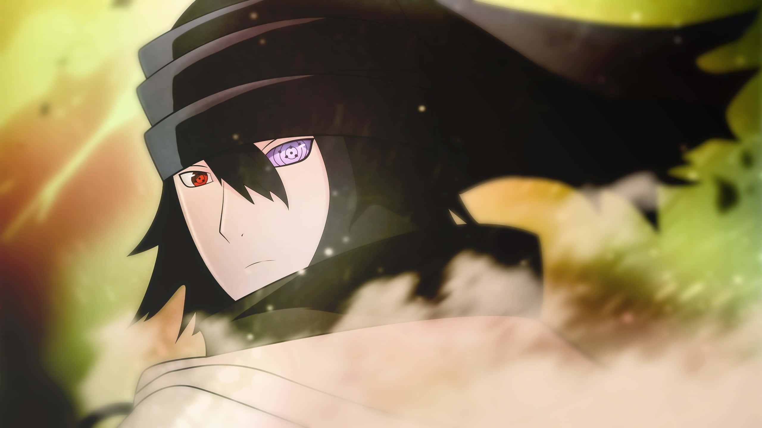 Rinnegan, heterochromatic eyes, dark hair, 2K Desktop Wallpaper
