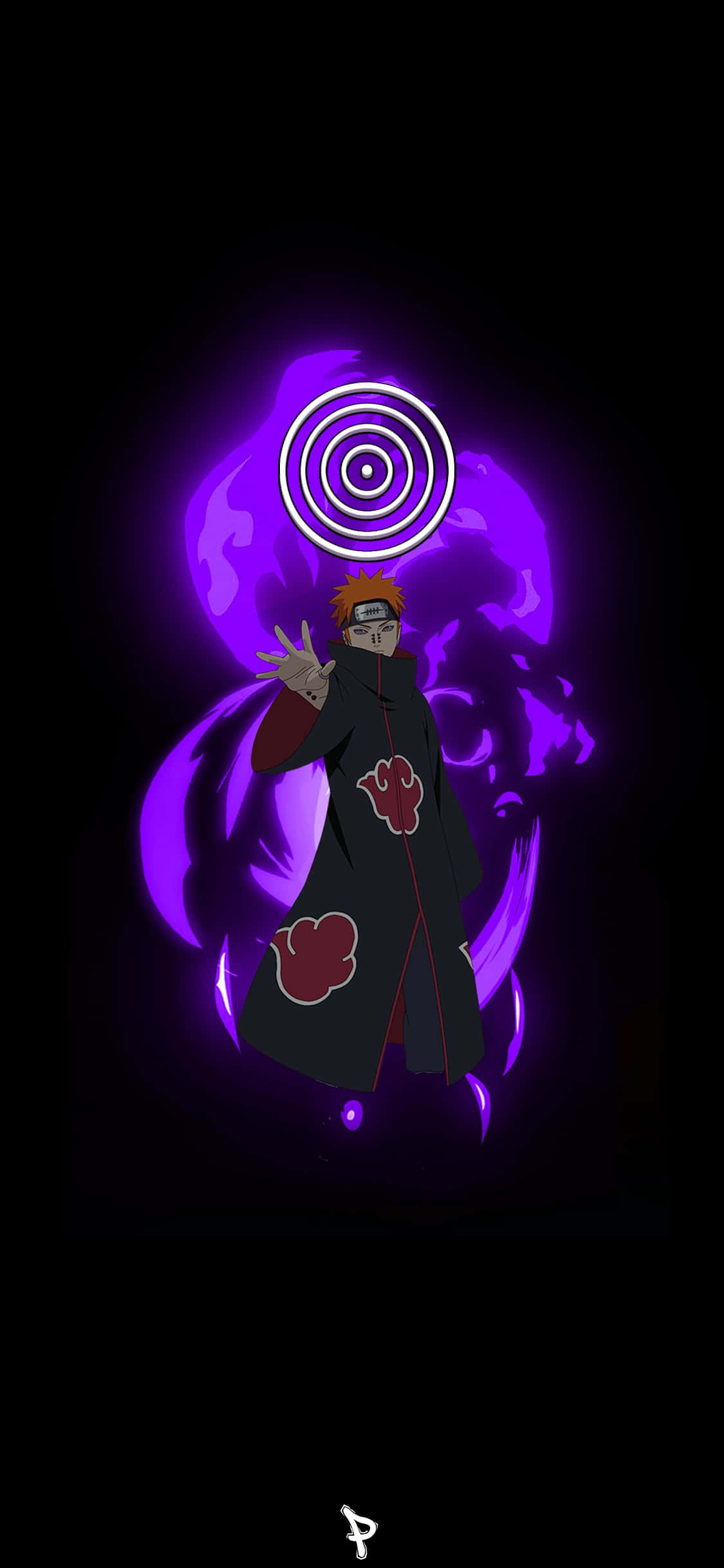 Rinnegan, orange hair, black cloak, Full HD Phone Wallpaper