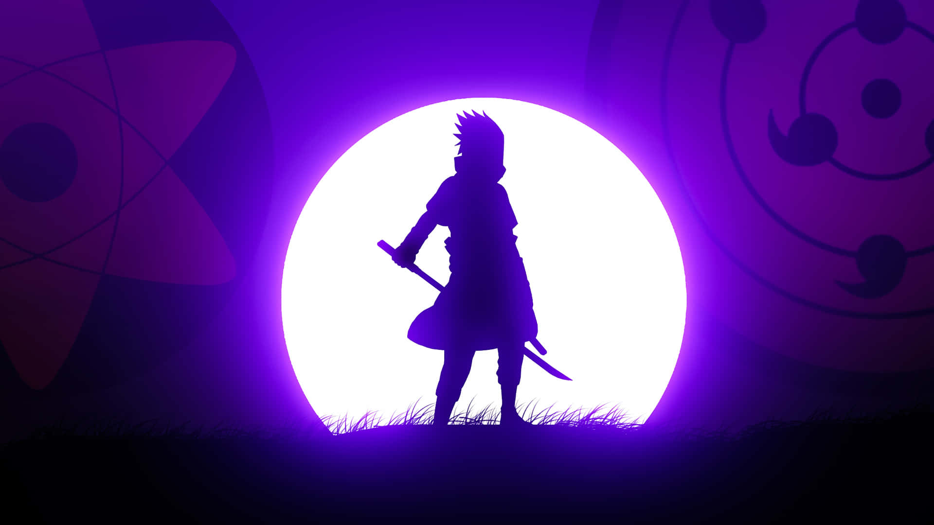 Rinnegan, purple light, silhouette, Full HD Desktop Wallpaper