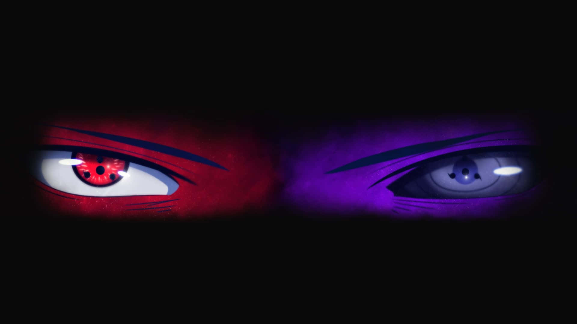Rinnegan, red and purple irises, intricate black symbols, Full HD Desktop Wallpaper