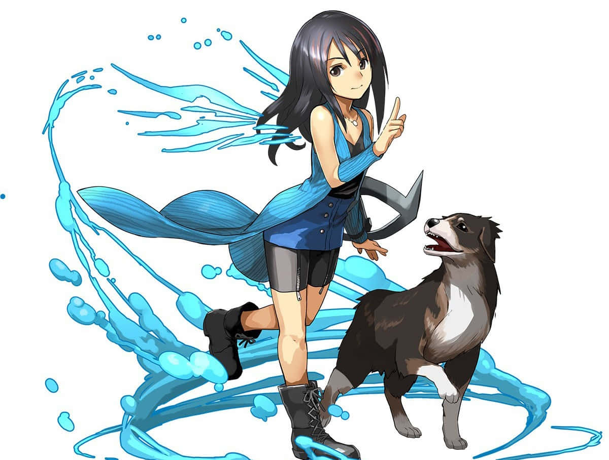 Rinoa Heartilly, black hair, blue outfit, SD Desktop Wallpaper