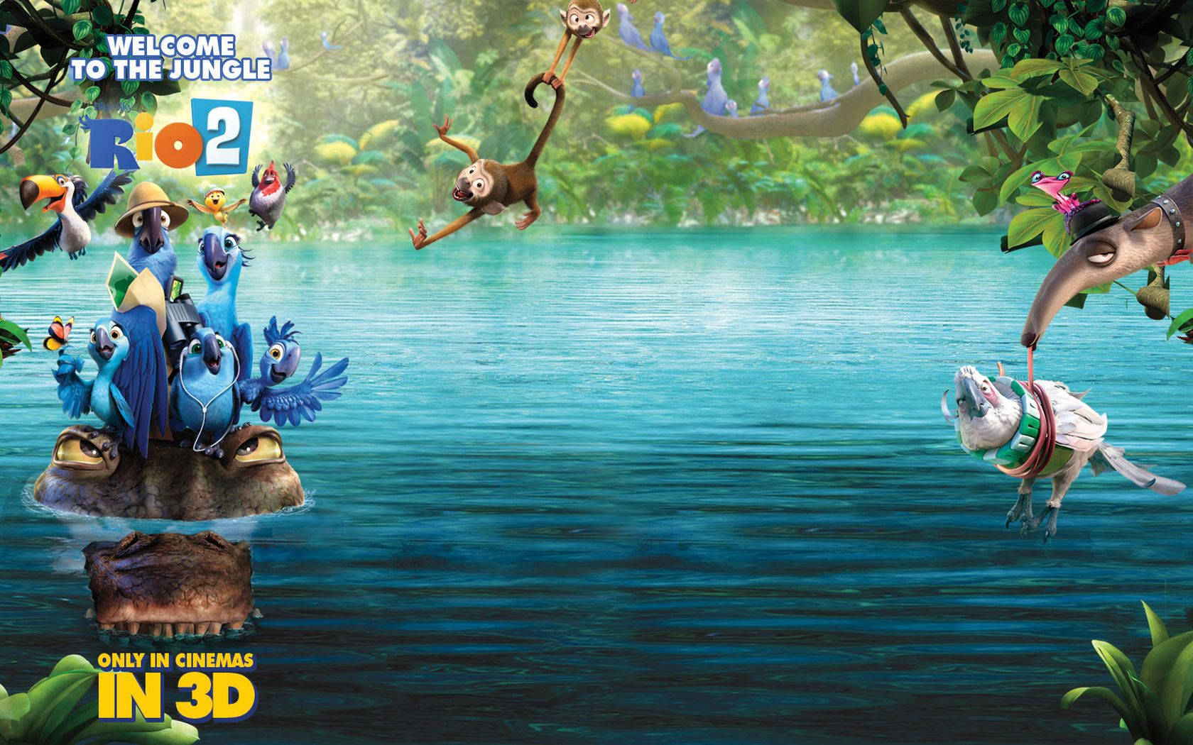 Rio 2, 3D Poster, vibrant animated jungle scene, HD Desktop Wallpaper