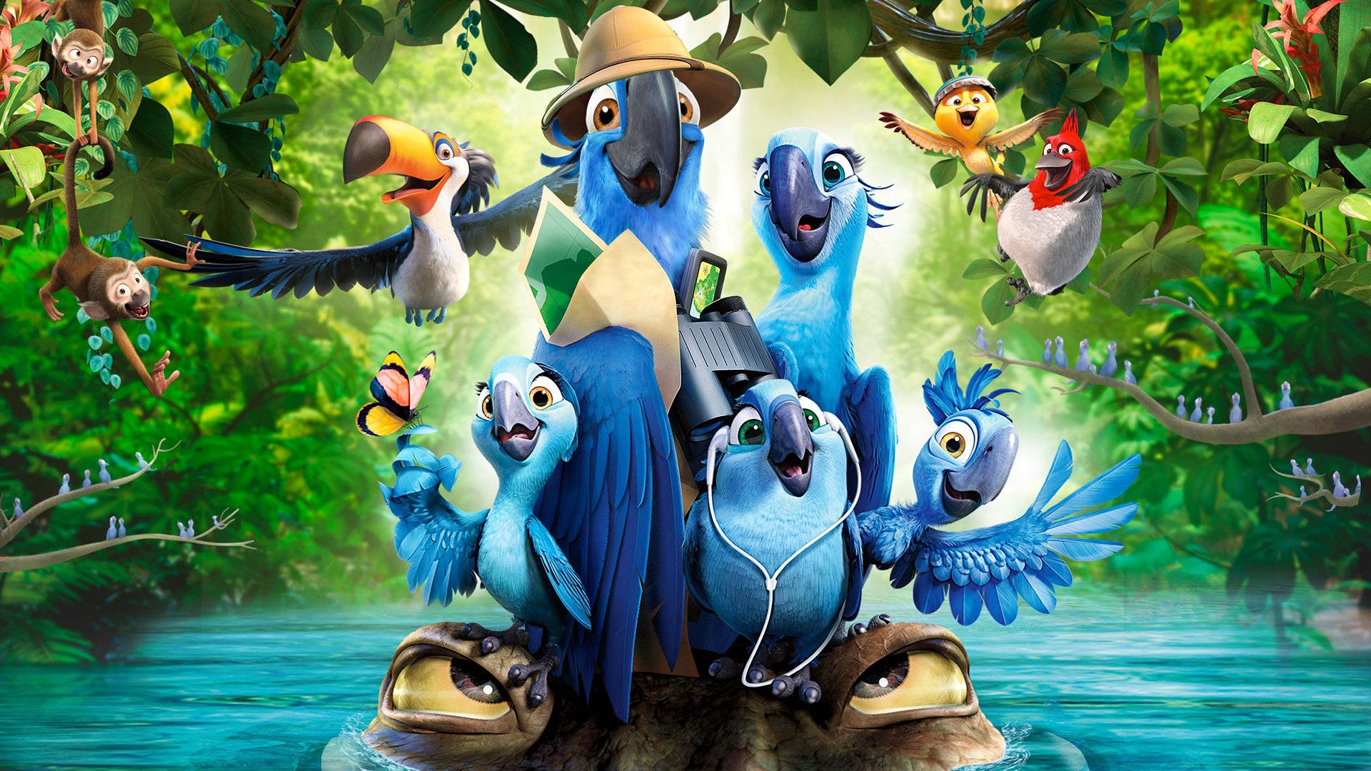 Rio 2, blue macaws, jungle friends, Full HD Desktop Wallpaper