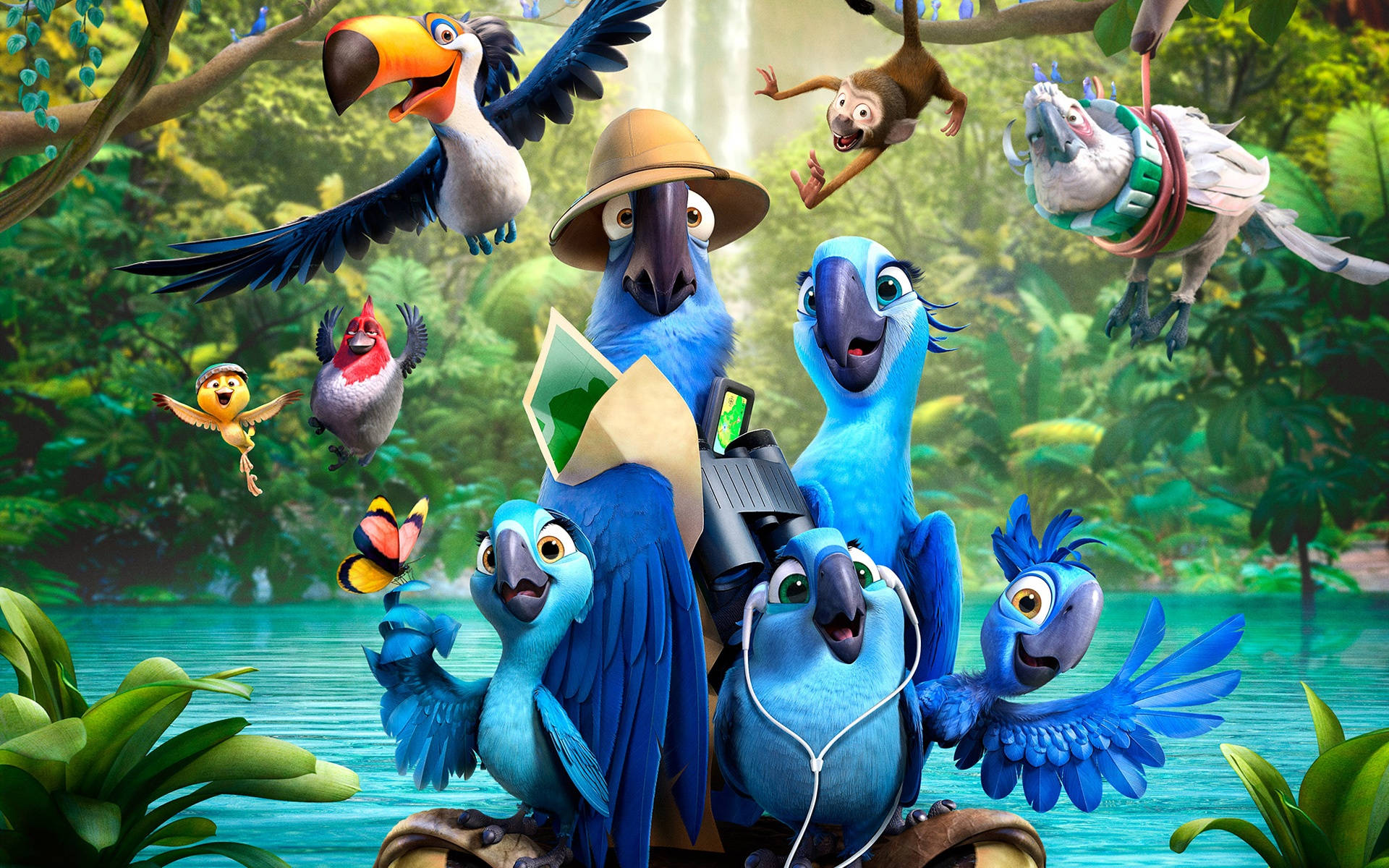 Rio 2, blue macaws, toucans, Full HD Desktop Wallpaper