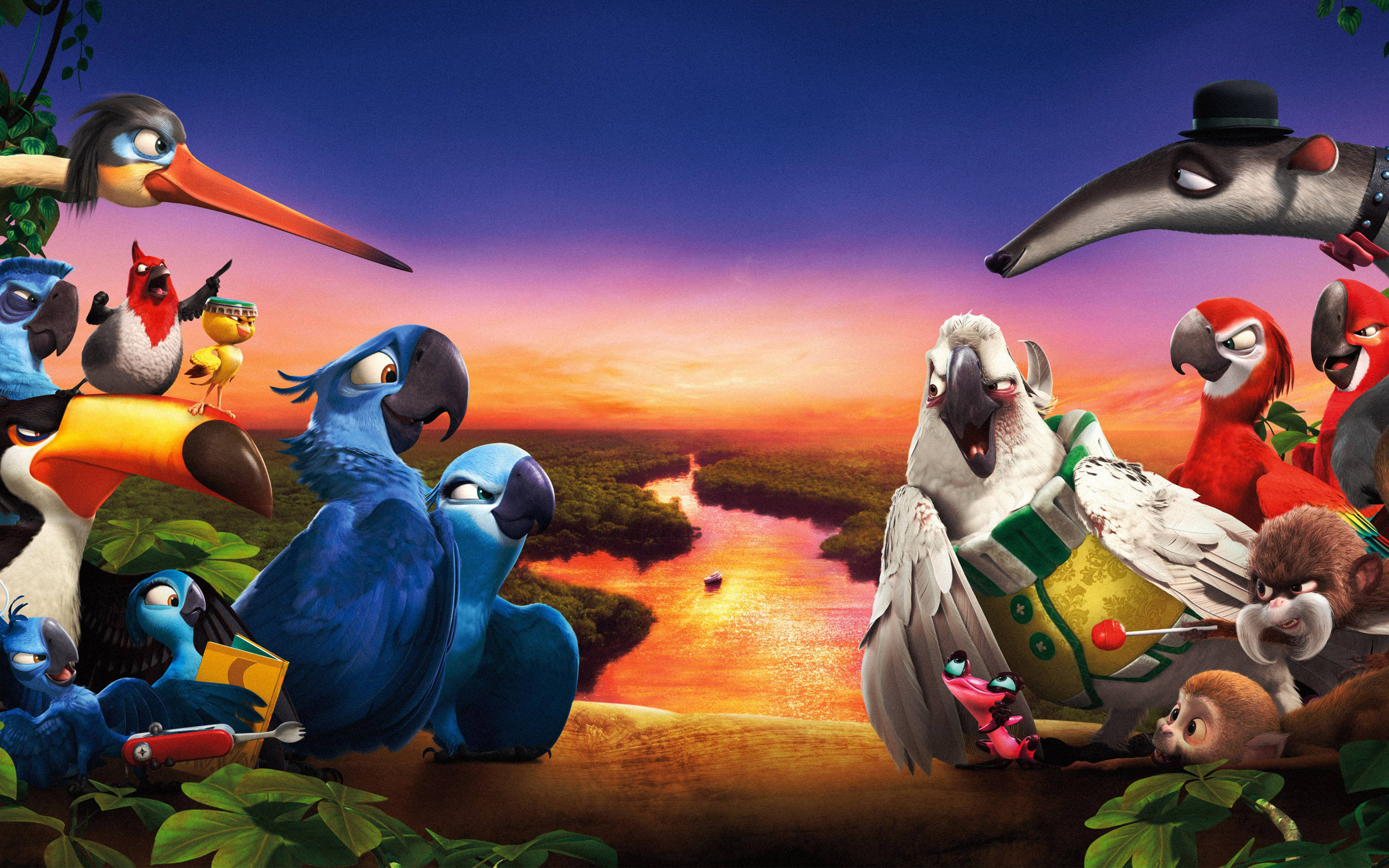 Rio 2, protagonists, antagonists, 2K Desktop Wallpaper