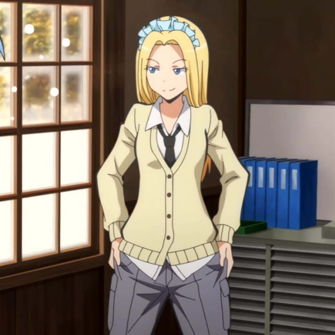 Rio Nakamura, blonde anime girl, cream cardigan, SD Desktop Wallpaper