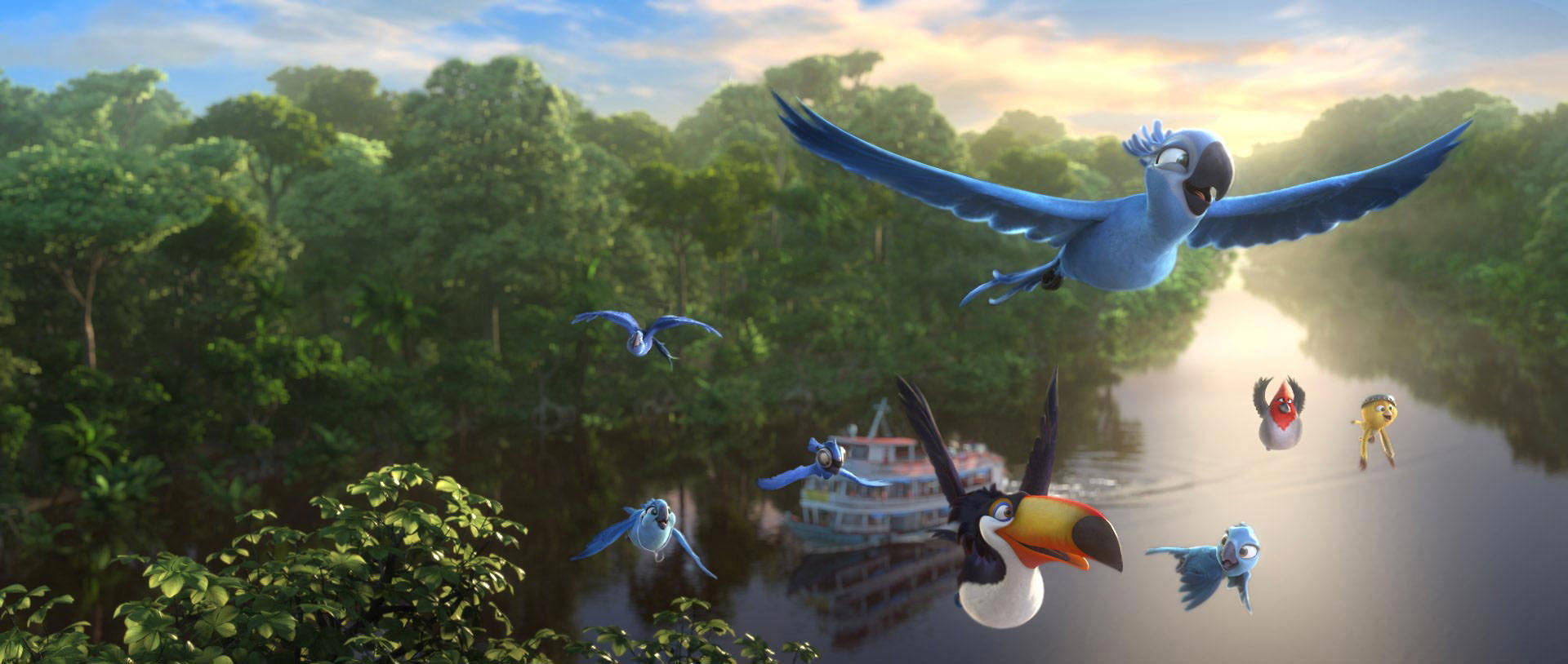 Rio, blue macaw, toucans, Full HD Desktop Wallpaper