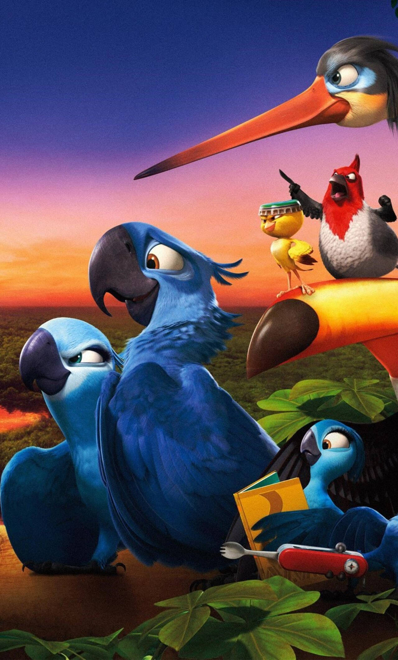 Rio 2, blue macaws, tropical birds, Full HD Phone Wallpaper