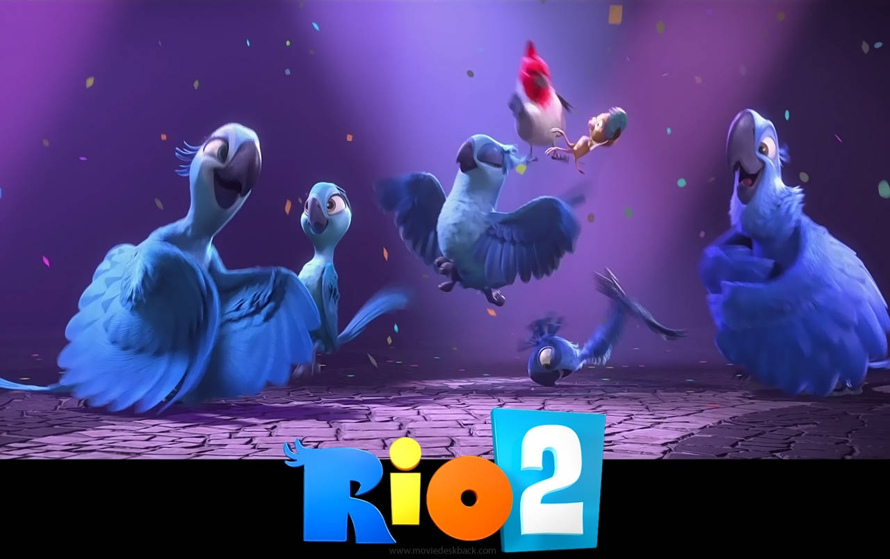 Rio 2, confetti, blue macaws, HD Desktop Wallpaper