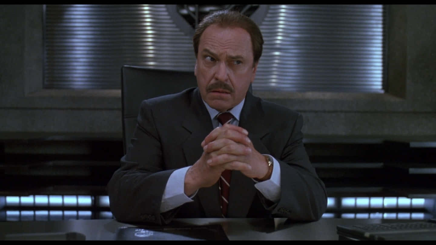 Rip Torn, dark suit, desk, HD Desktop Wallpaper