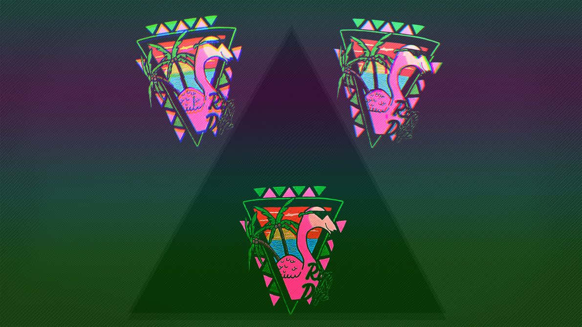 RIPNDIP, neon pink flamingo emblems, palm trees, SD Desktop Wallpaper