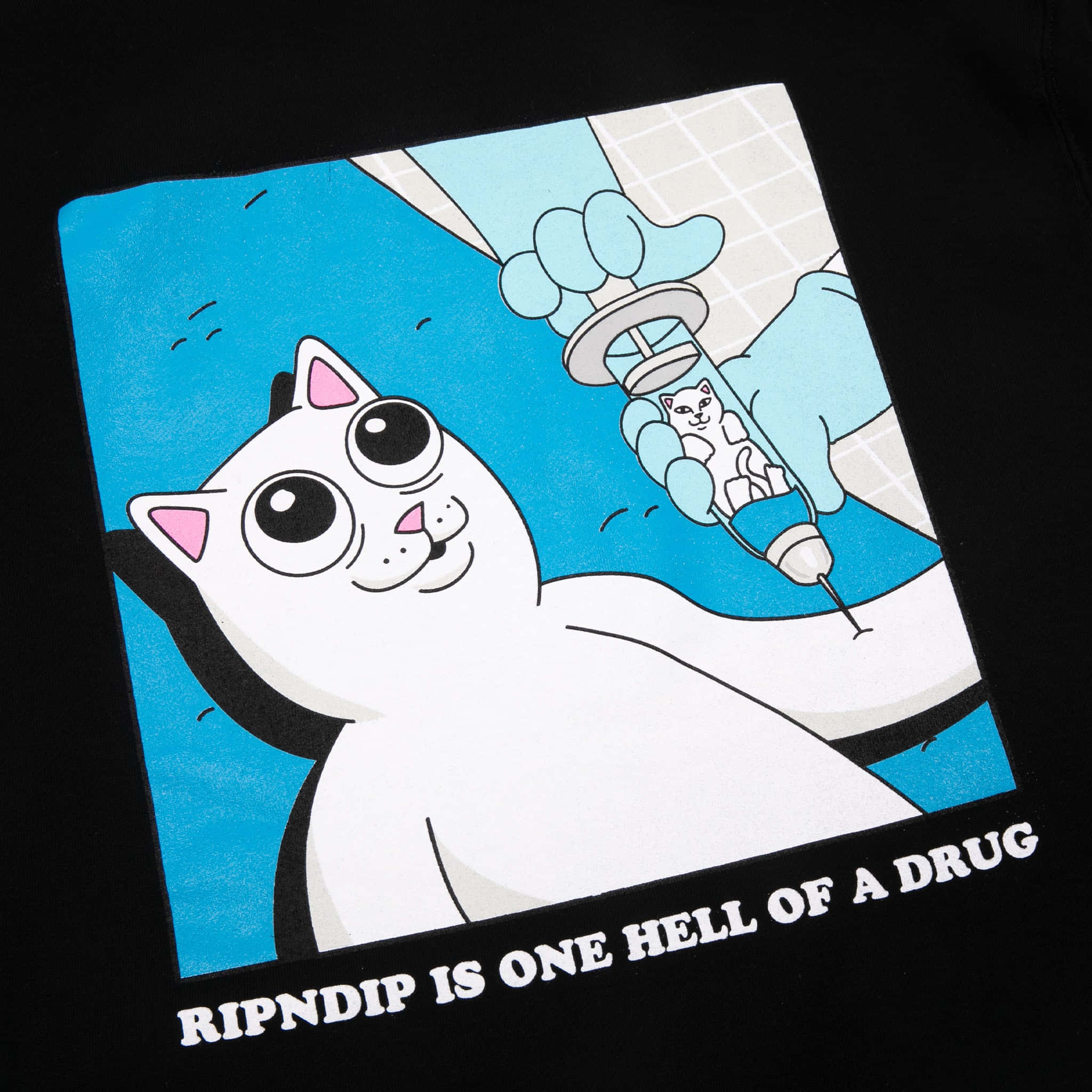 Ripndip, cartoon white cat, big eyes, Full HD Desktop Wallpaper