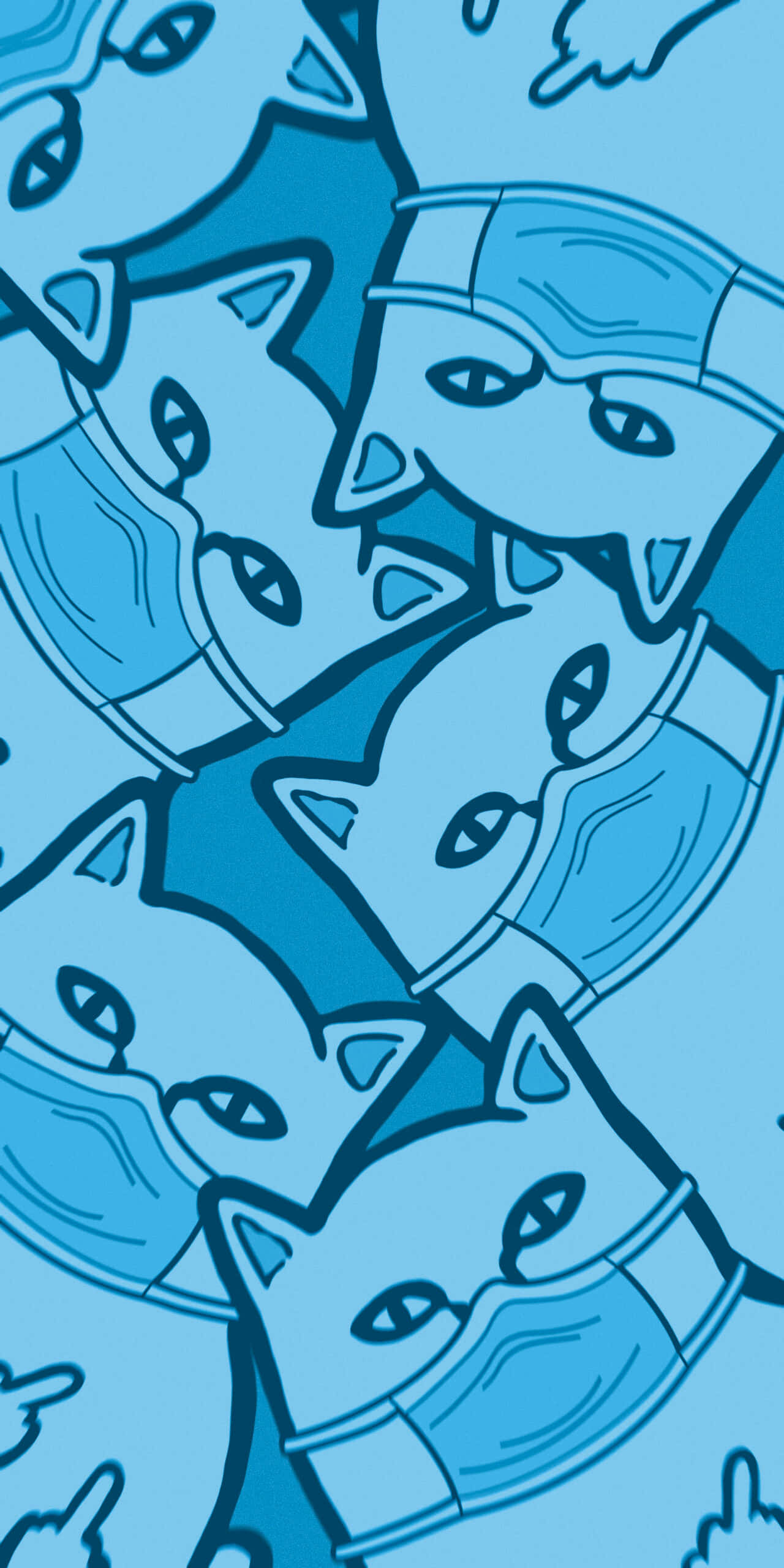 Ripndip, blue cats, face masks, 2K Phone Wallpaper