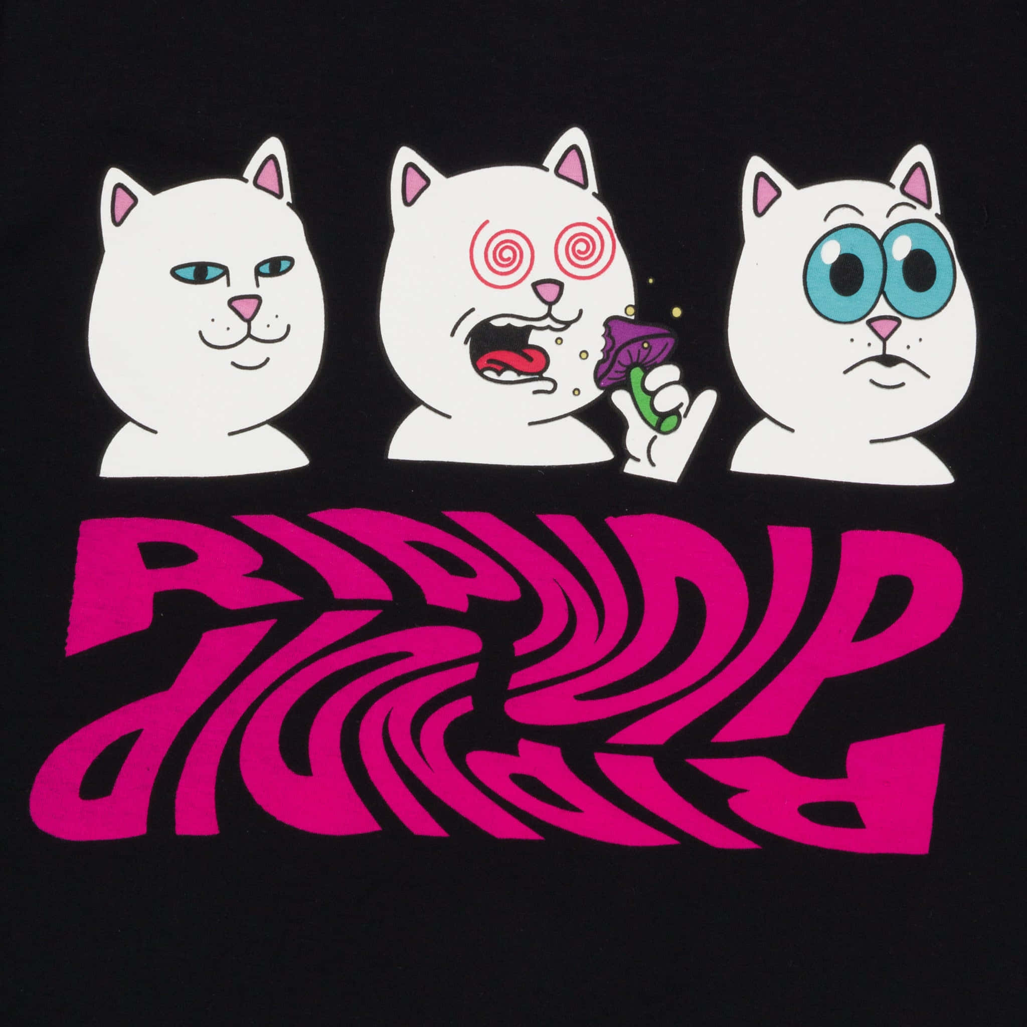 Ripndip, white cats, psychedelic elements, Full HD Desktop Wallpaper