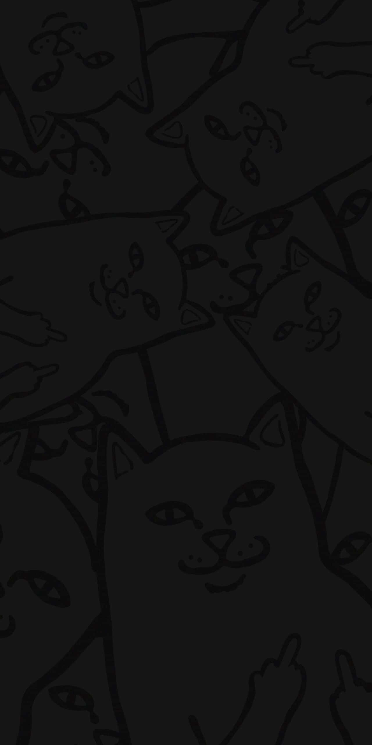 RIPNDIP, minimalist line-drawn cats, repeating pattern, 2K Phone Wallpaper