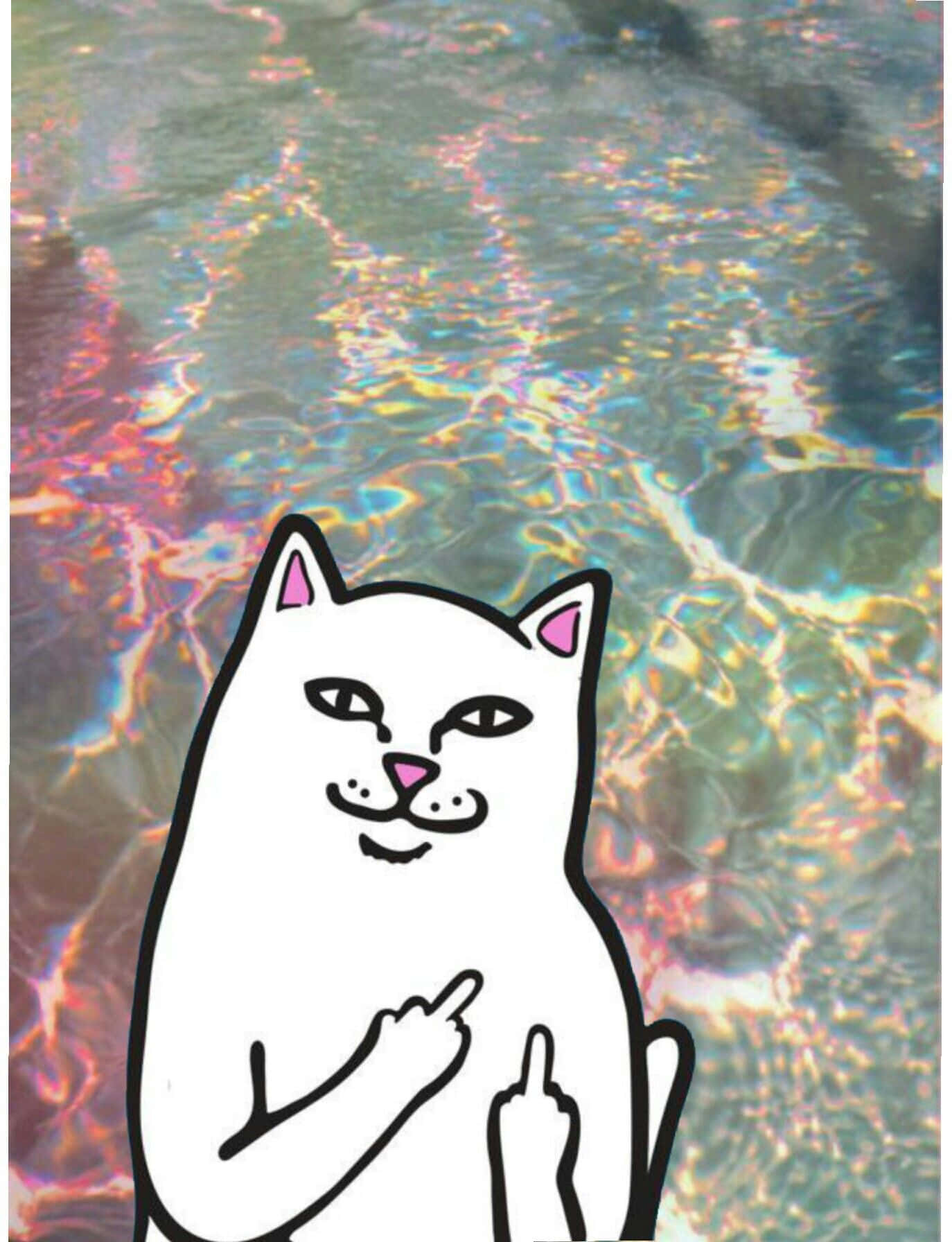 Ripndip, cartoon cat, pink ears, HD Phone Wallpaper