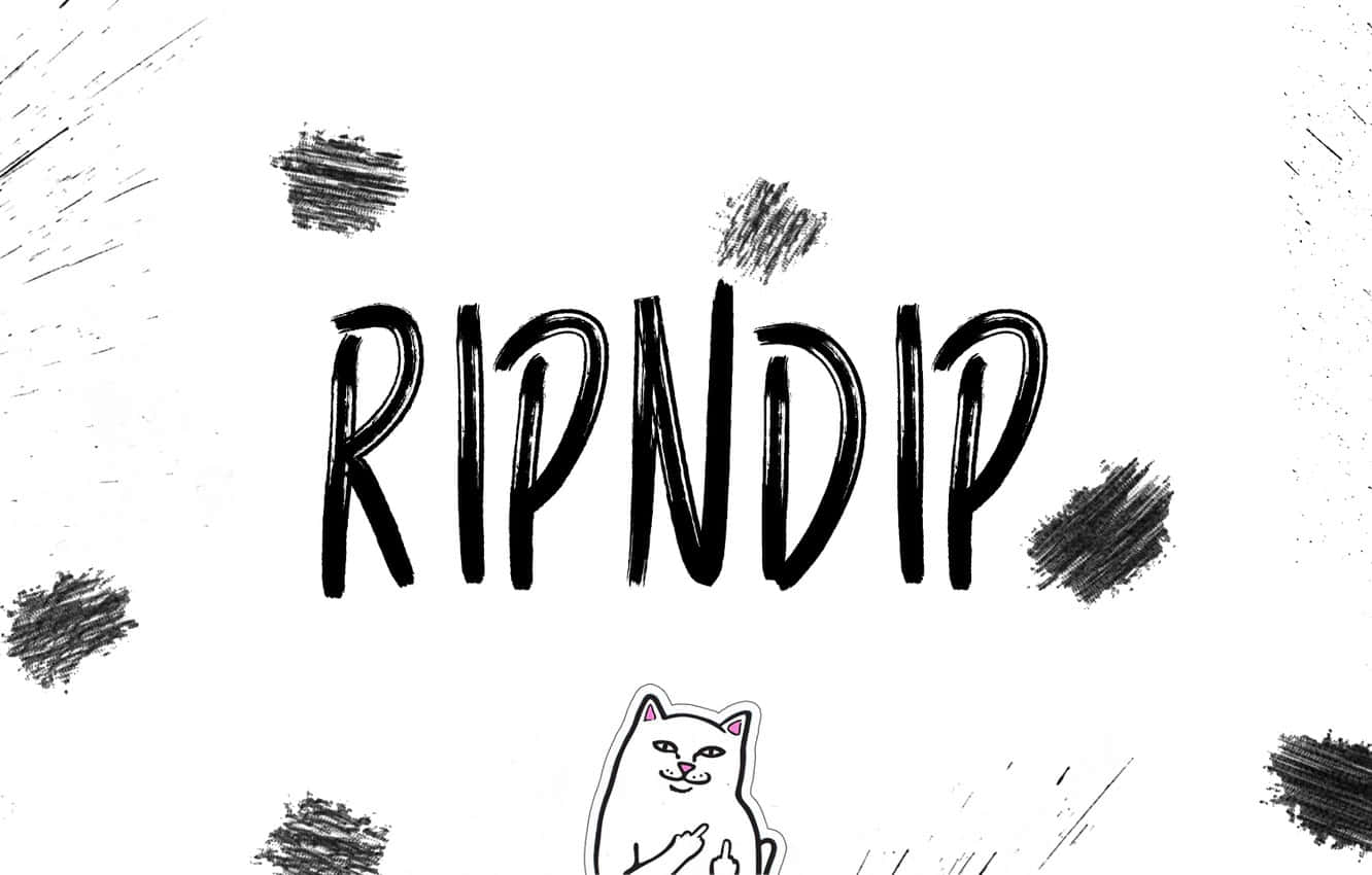 RIPNDIP, cartoon cat, middle finger, HD Desktop Wallpaper
