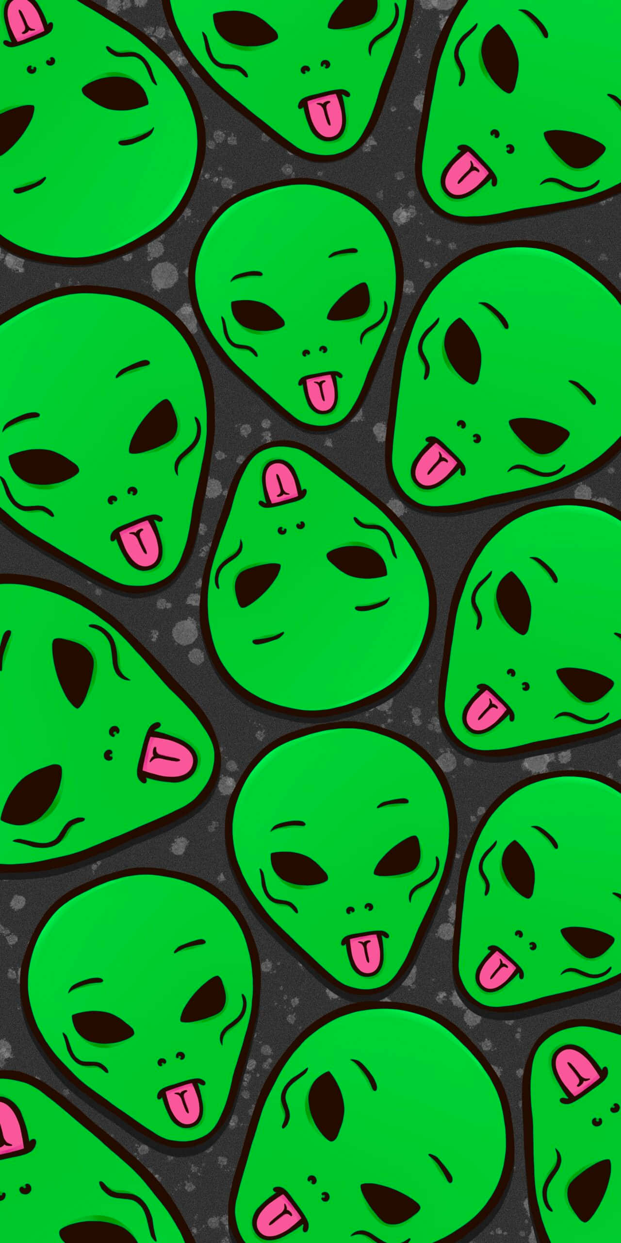 Ripndip, vibrant green, cartoon alien heads, 2K Phone Wallpaper