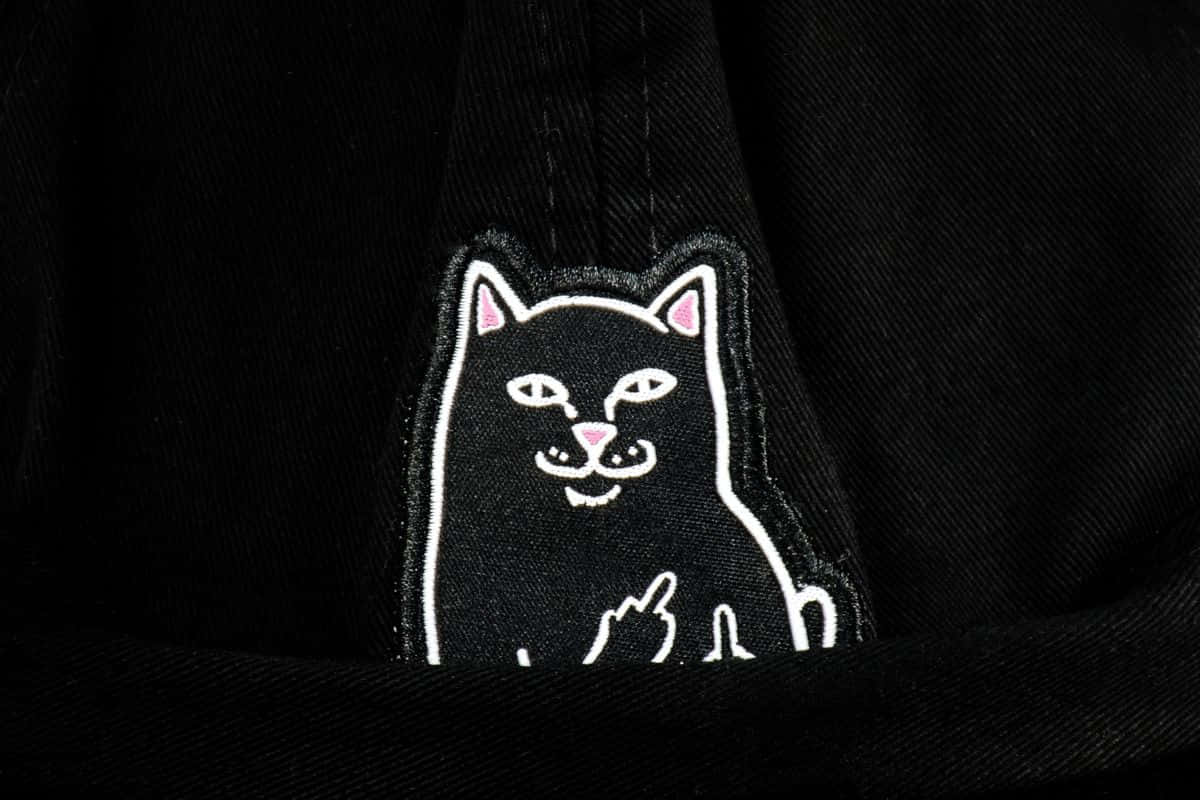 Ripndip, black embroidered cat patch, dark denim, SD Desktop Wallpaper