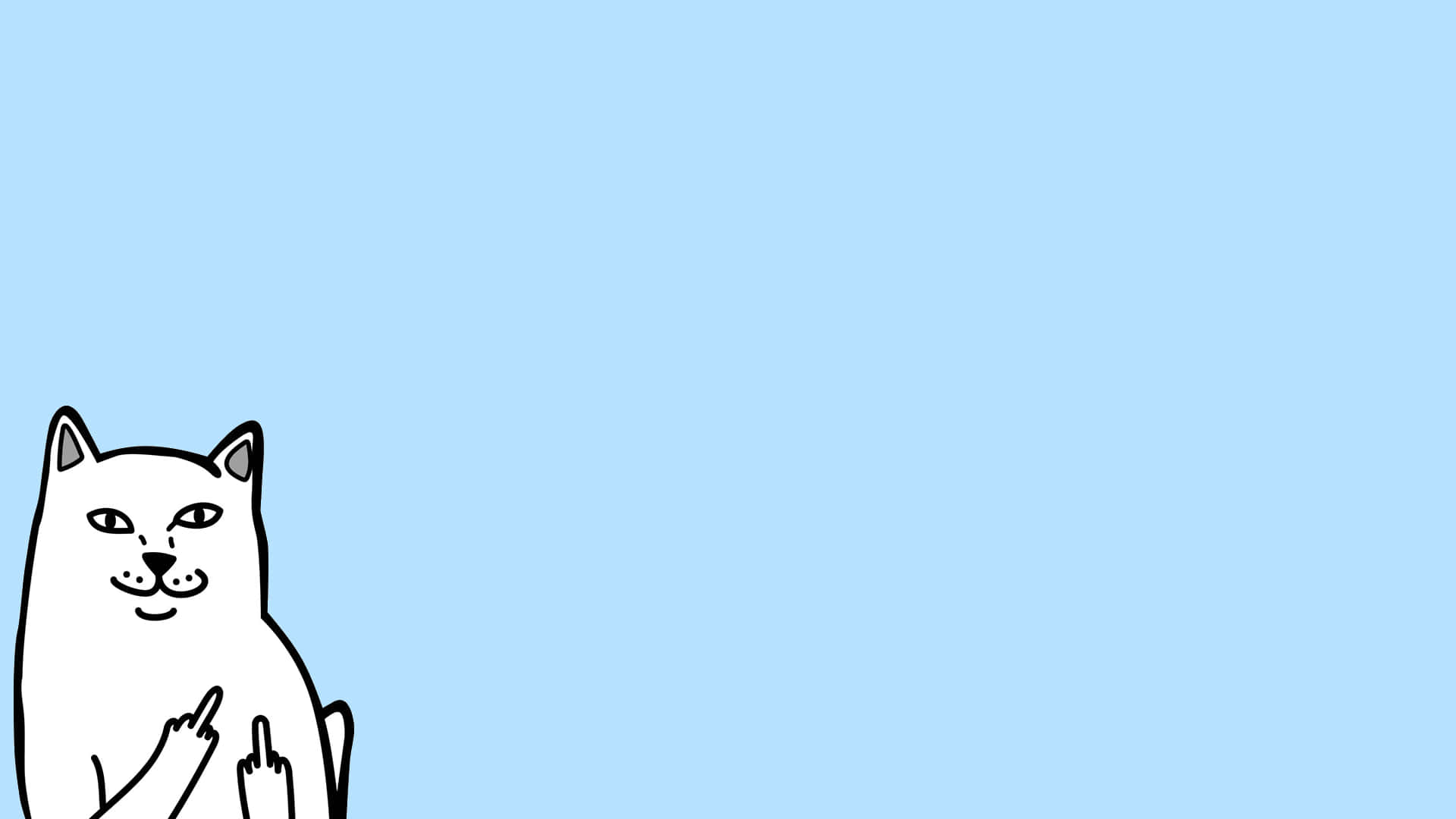 Ripndip, white cartoon cat, black outlines, Full HD Desktop Wallpaper