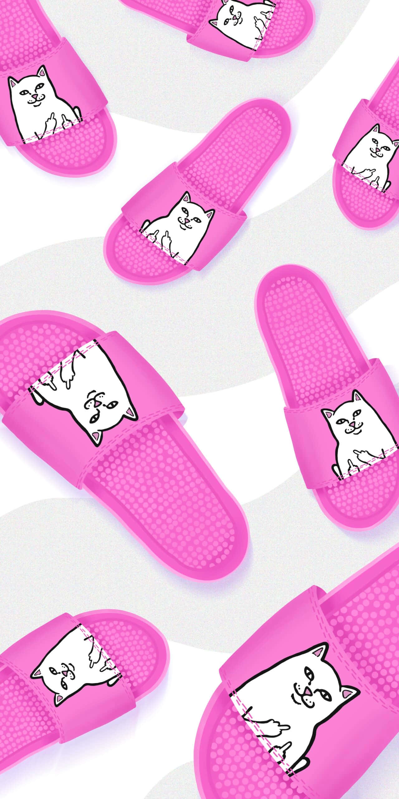 Ripndip, pink flip flops, cartoon cat faces, 2K Phone Wallpaper