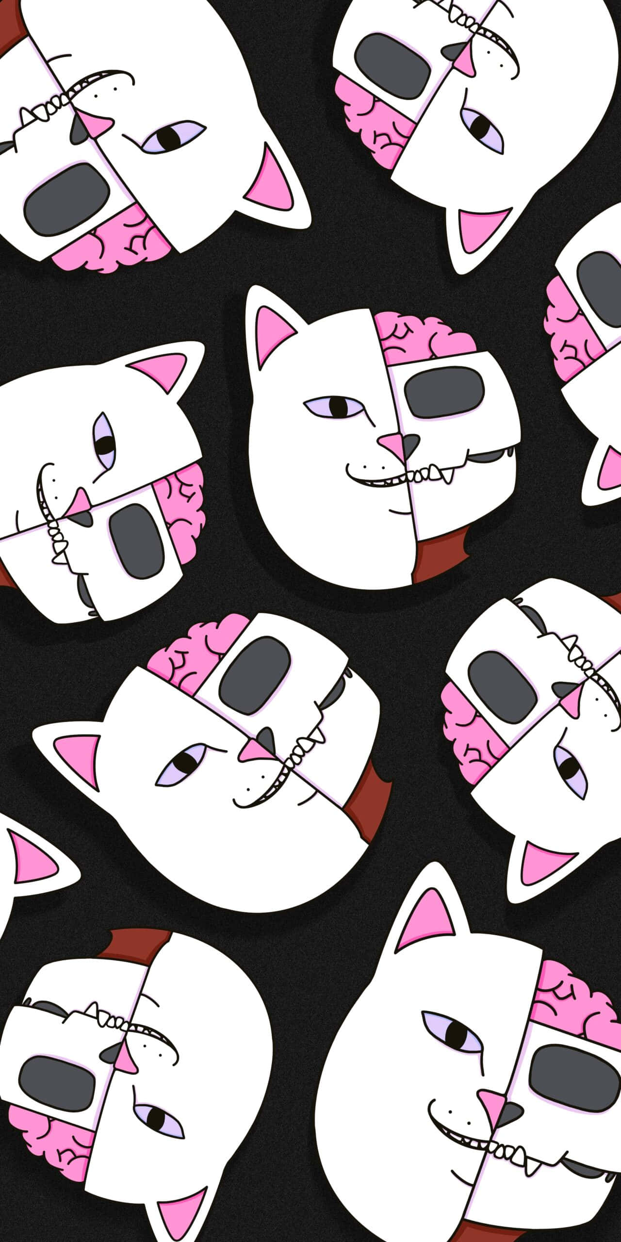 Ripndip, cat pillow, cartoon cat heads, 2K Phone Wallpaper