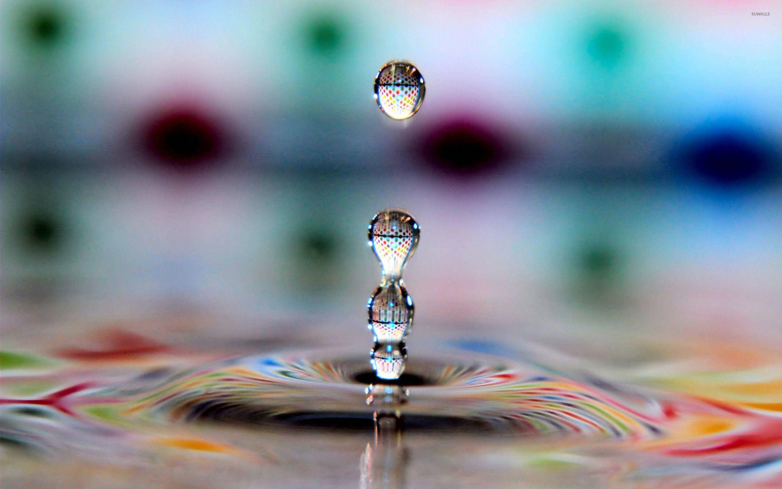 water droplet, rippling water, macro shot, 2K Desktop Wallpaper
