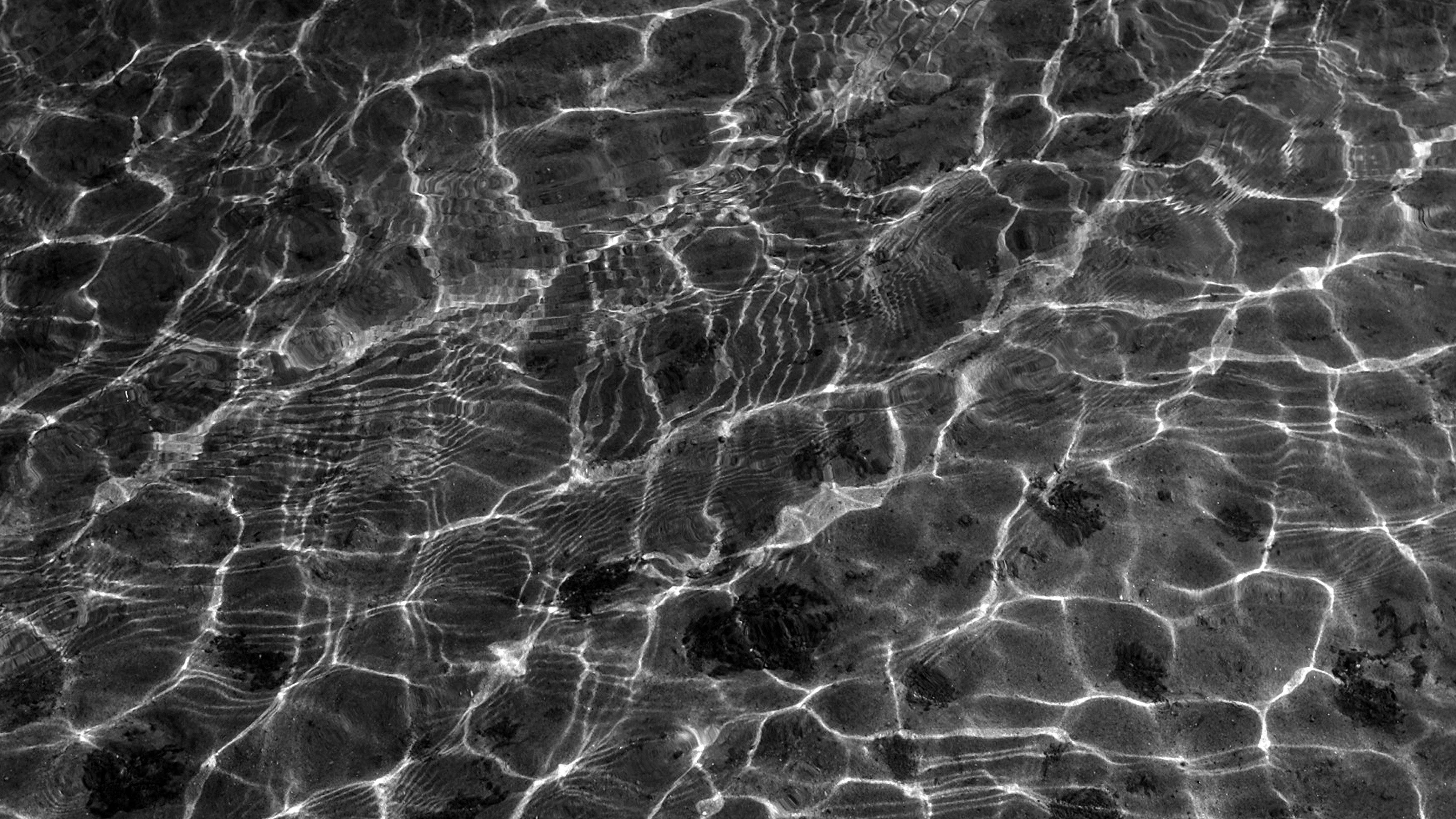rippling water, black and white, close-up, 4K Desktop Wallpaper