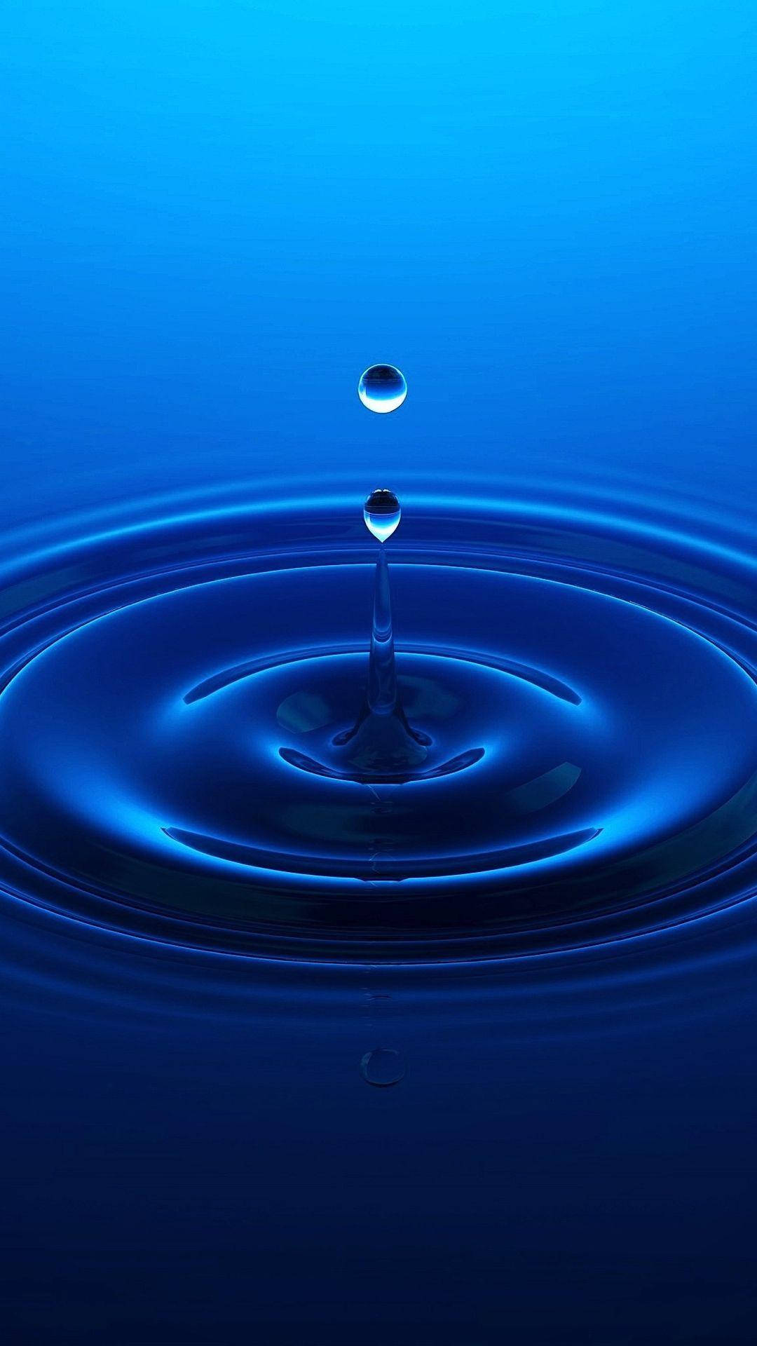 deep blue water, ripple pattern, water droplet, Full HD Phone Wallpaper
