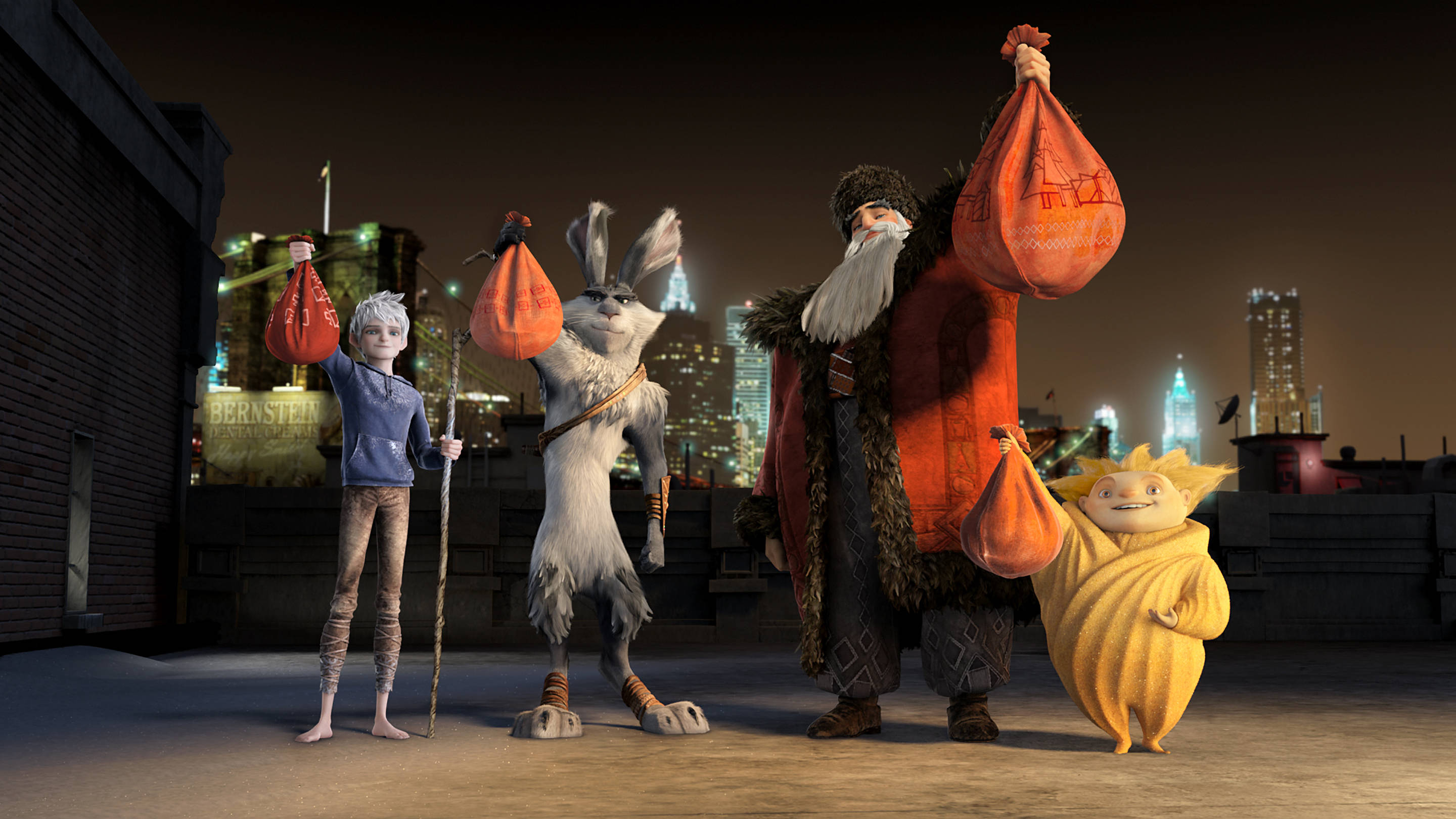 Rise Of The Guardians, cartoon characters, rooftop, 2K Desktop Wallpaper