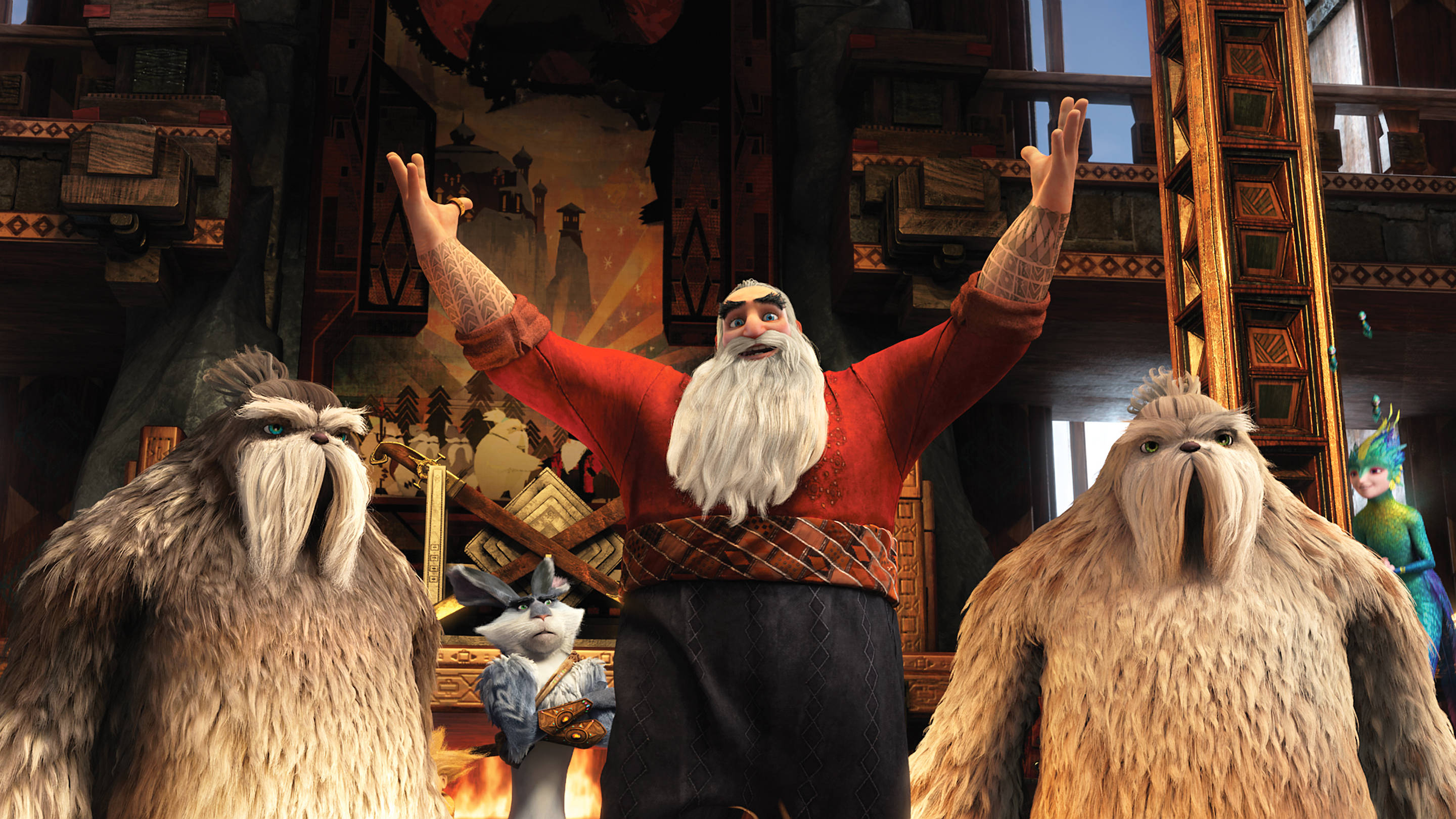 Rise Of The Guardians, yetis, bearded animated man, 2K Desktop Wallpaper
