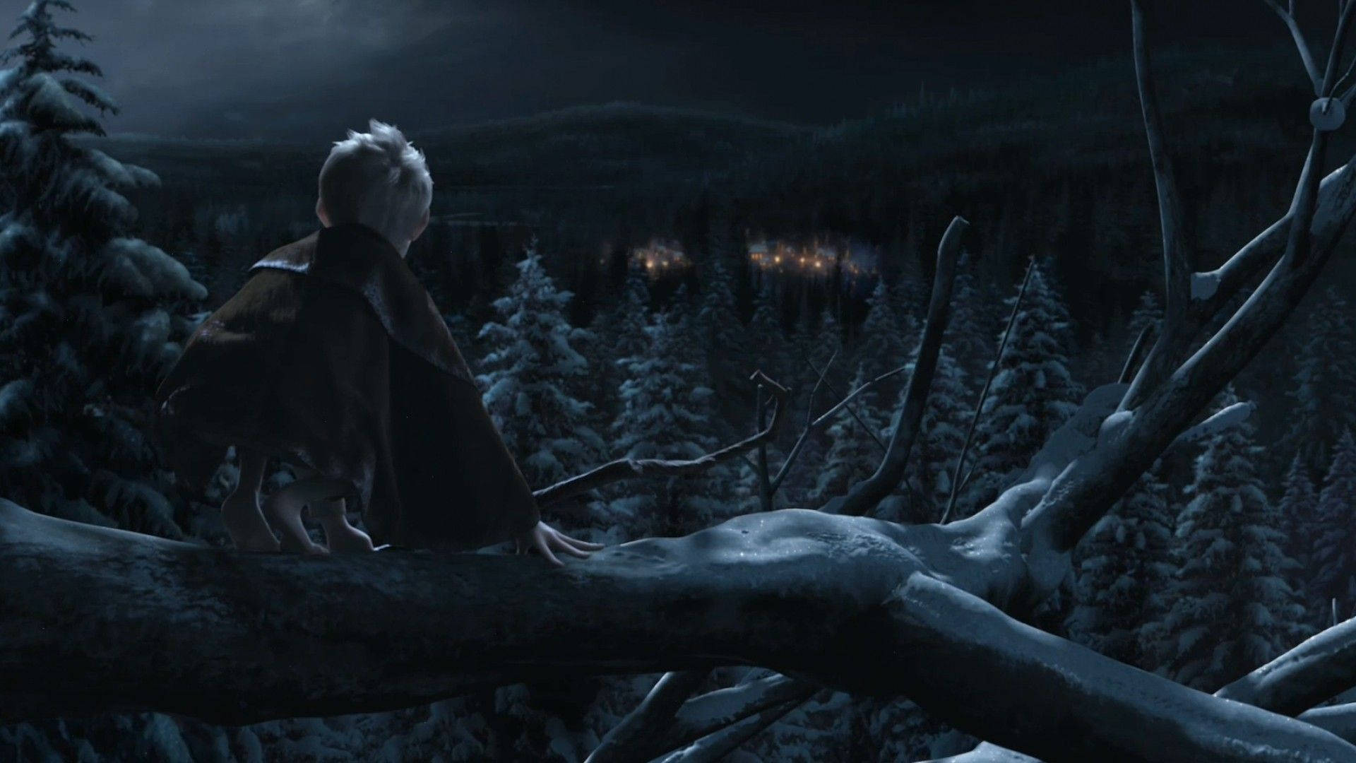 Rise Of The Guardians, Night Scene, snow-covered tree branch, Full HD Desktop Wallpaper
