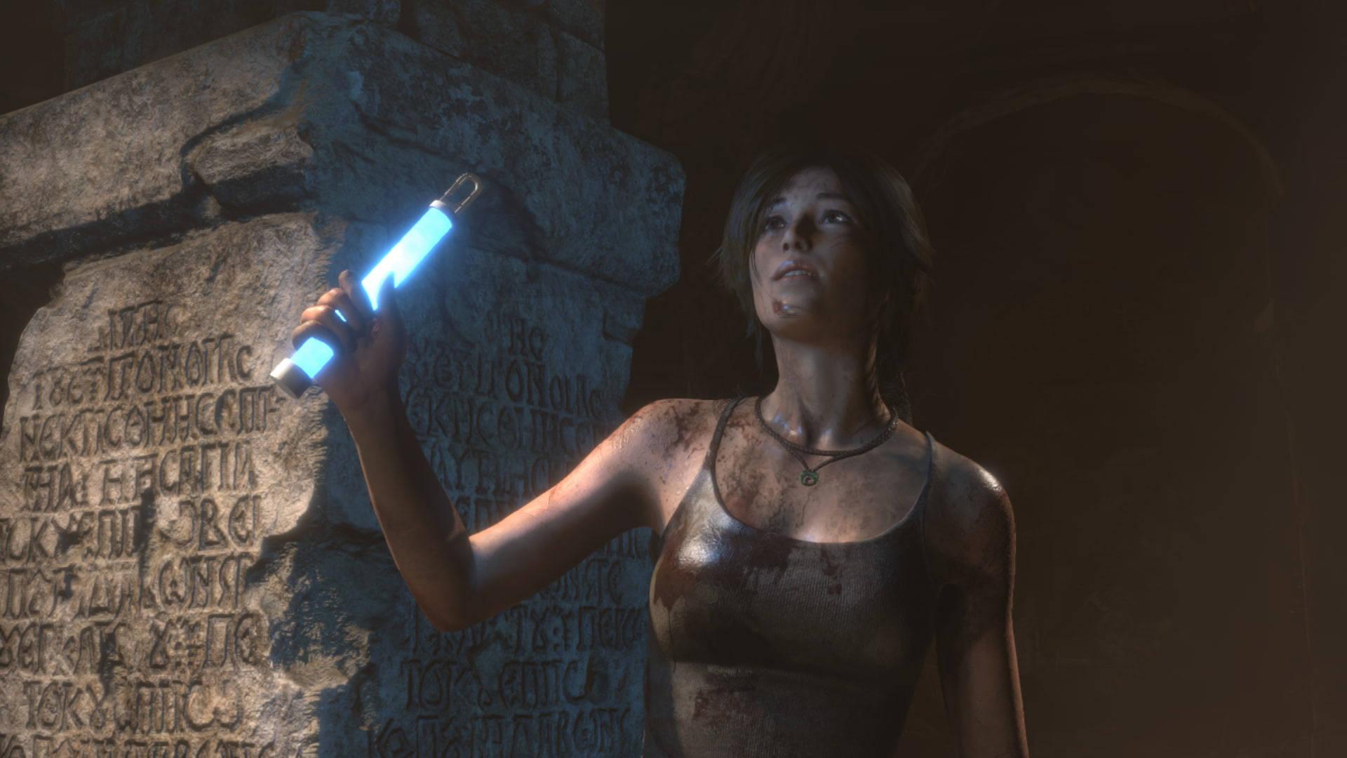 Rise Of The Tomb Raider, glow stick, glowing blue flashlight, Full HD Desktop Wallpaper