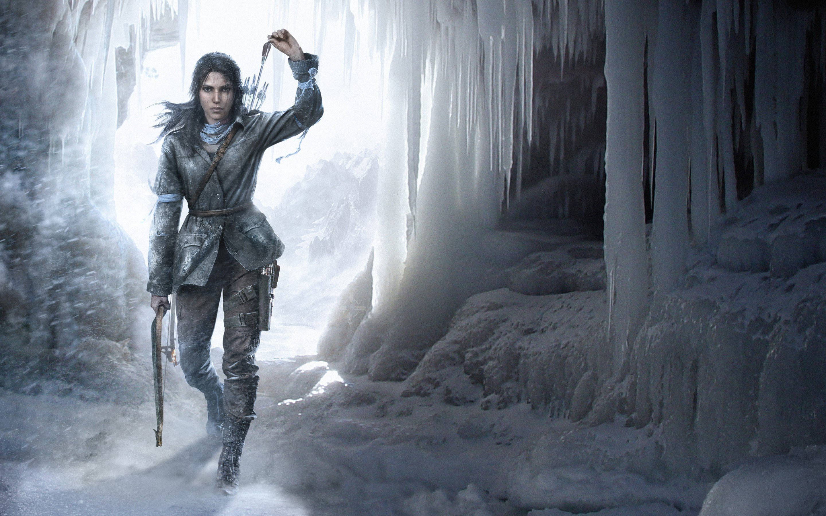 Tomb Raider, ice cave, frozen cave, 2K Desktop Wallpaper