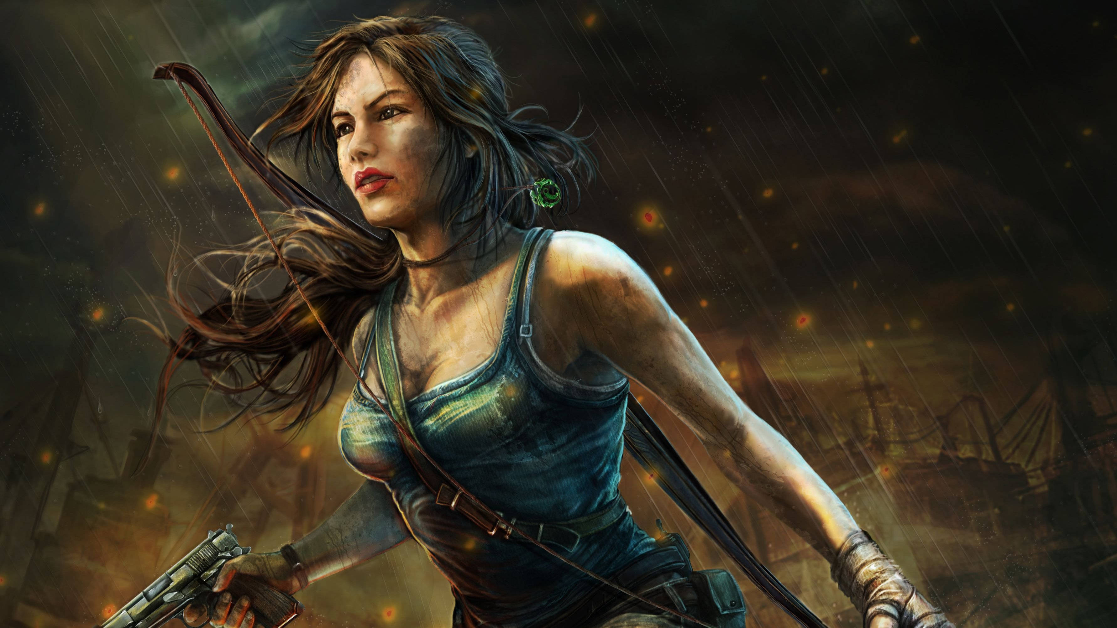 Rise Of The Tomb Raider, female adventurer, bow and pistol, 2K Desktop Wallpaper