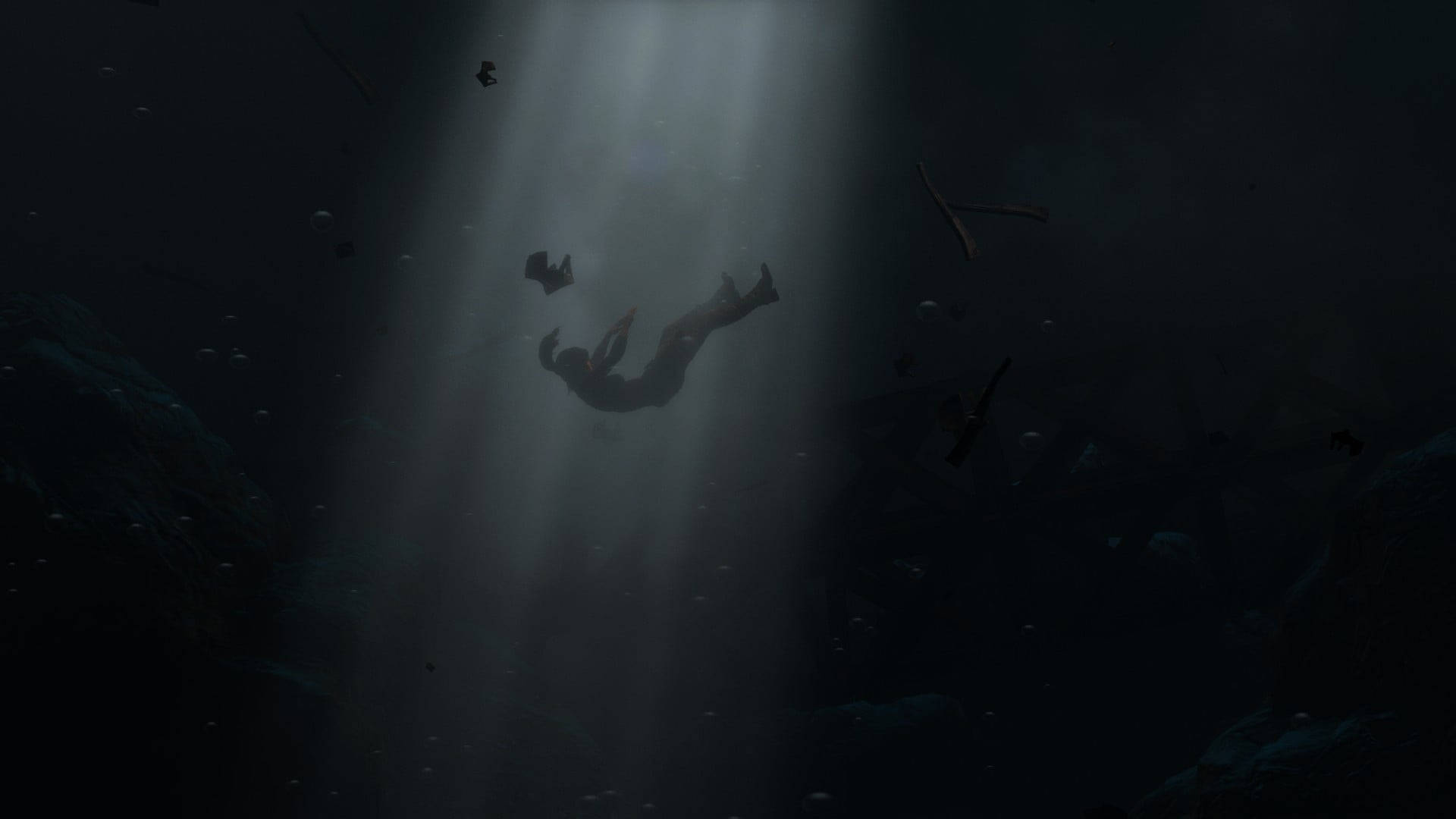 Rise Of The Tomb Raider, diver, deep ocean darkness, Full HD Desktop Wallpaper
