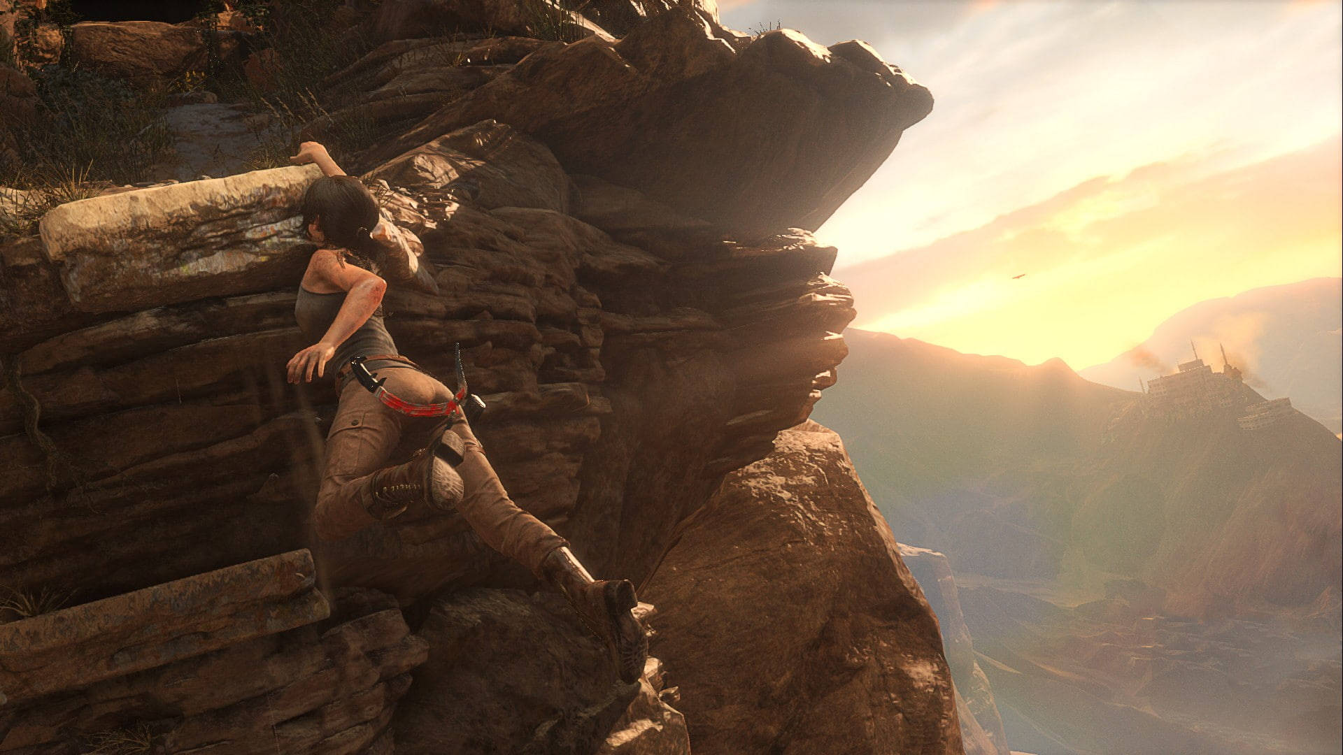 Rise of The Tomb Raider, female adventurer, rugged cliff face, Full HD Desktop Wallpaper