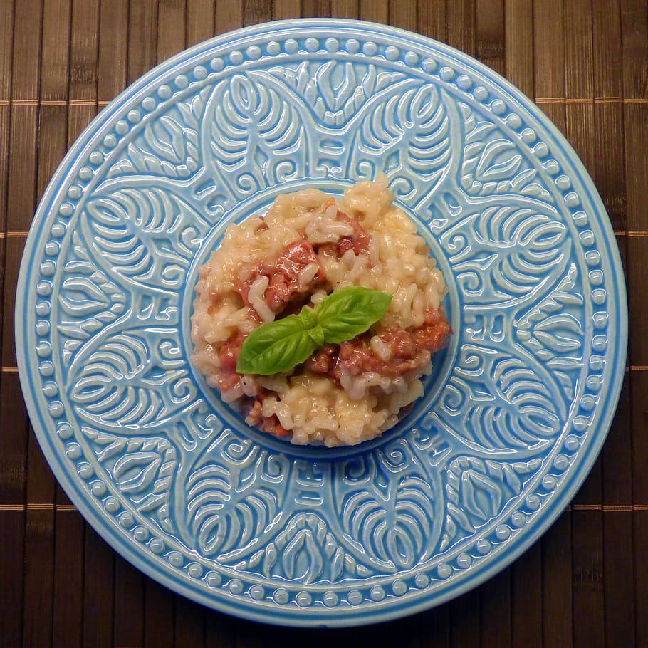 risotto, tomato, basil, SD Desktop Wallpaper