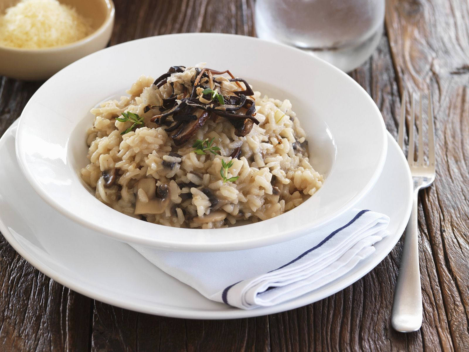 Risotto, cheese water, white bowl, HD Desktop Wallpaper