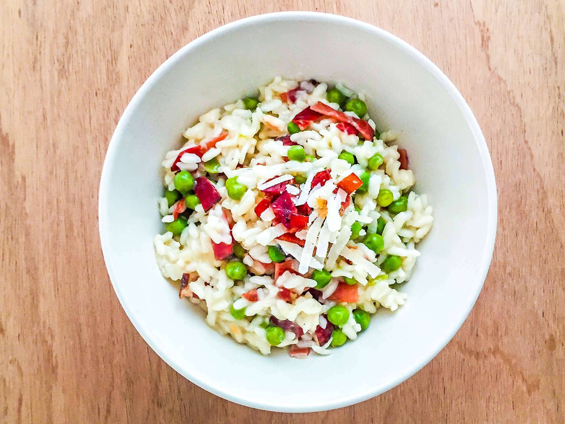 risotto, white bowl, creamy risotto, Full HD Desktop Wallpaper