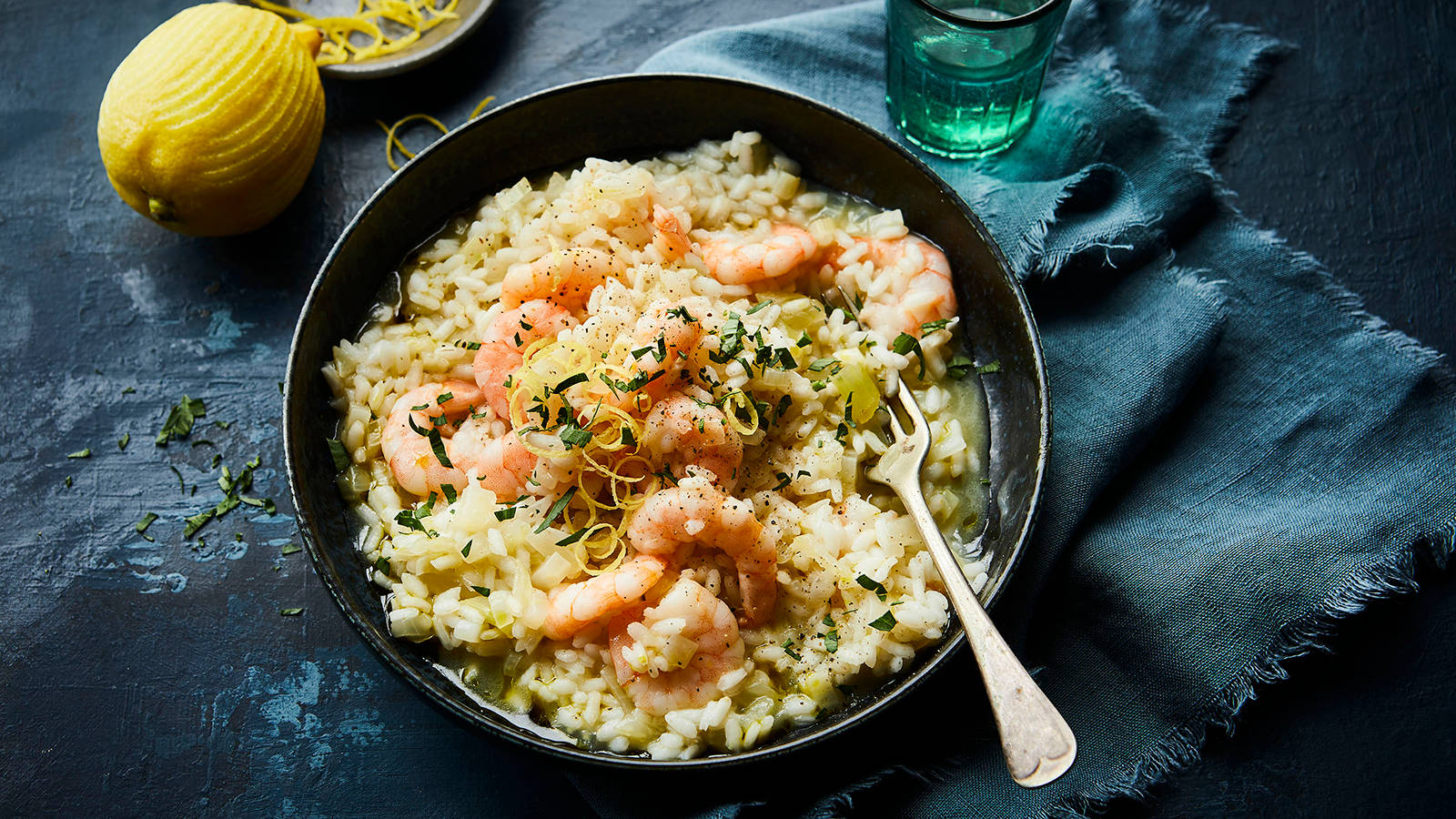 risotto, prawn, celery, HD Desktop Wallpaper