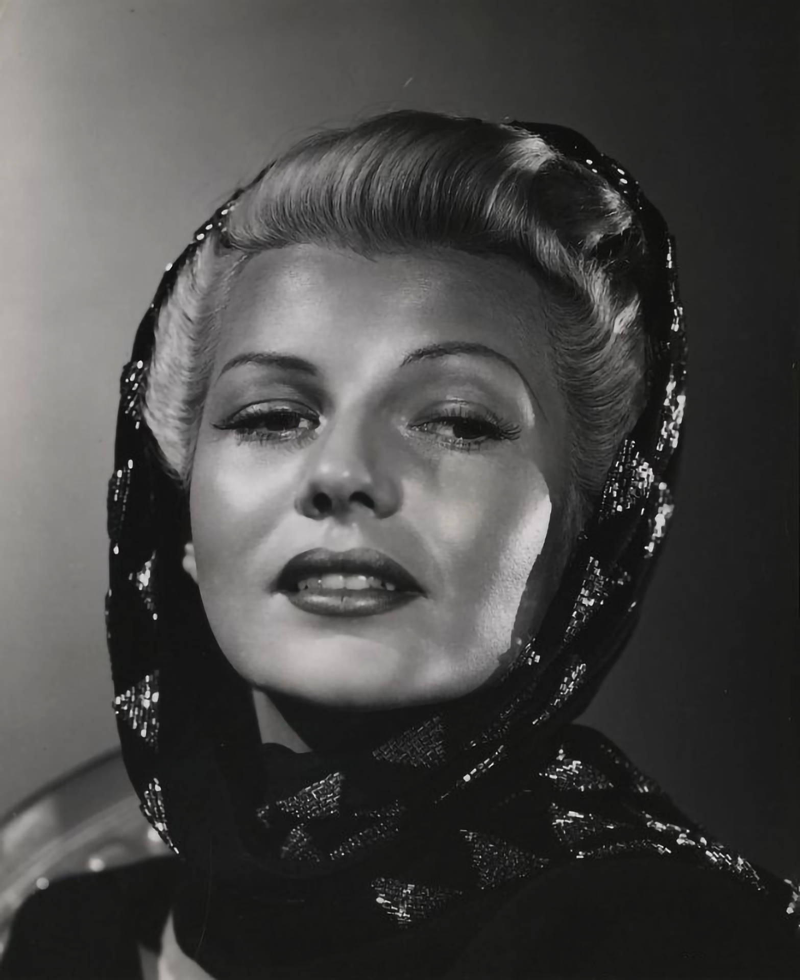 Rita Hayworth, sequined scarf, blonde hair, Full HD Phone Wallpaper
