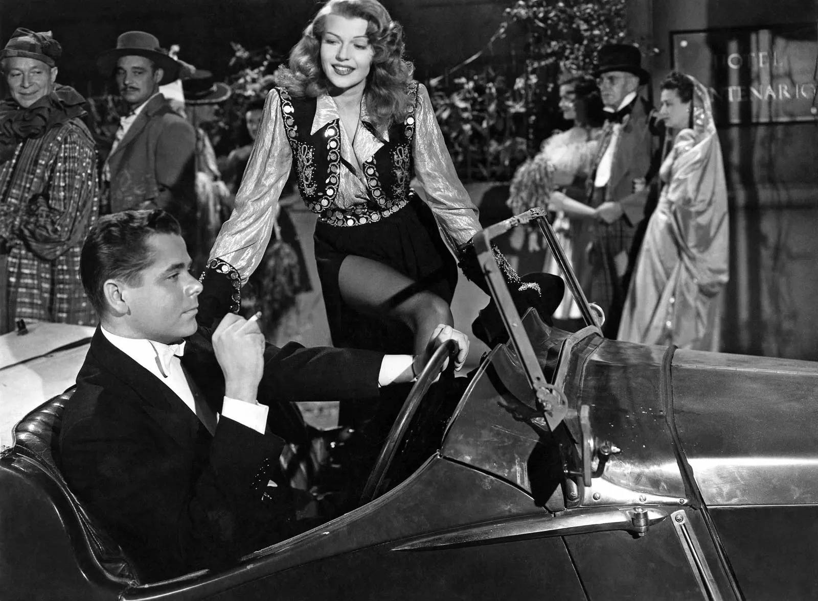 Rita Hayworth, convertible car, beaded dress, HD Desktop Wallpaper