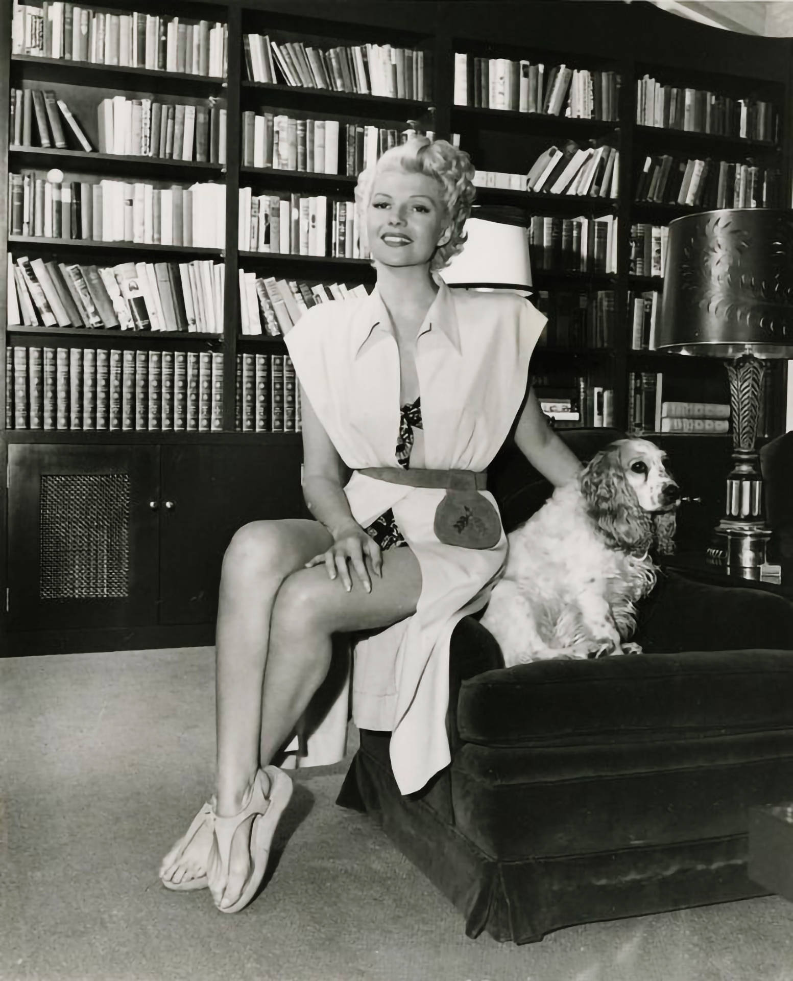 Rita Hayworth, white dress, velvet chair, Full HD Phone Wallpaper