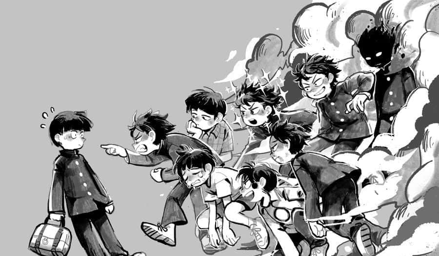 Ritsu Kageyama, schoolboys, swirling smoke, SD Desktop Wallpaper