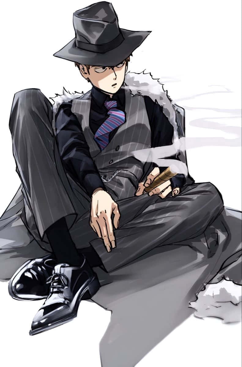 Ritsu Kageyama, fedora, suit, SD Phone Wallpaper