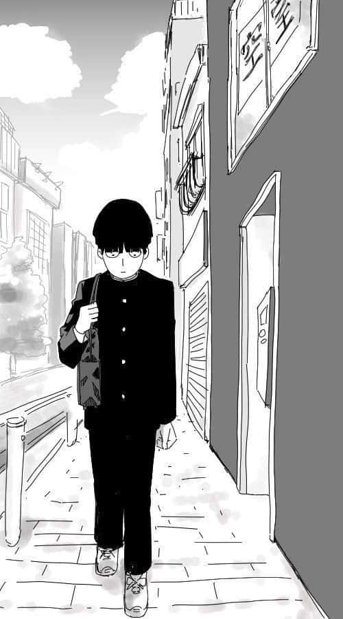 Ritsu Kageyama, school uniform, urban alleyway, SD Phone Wallpaper