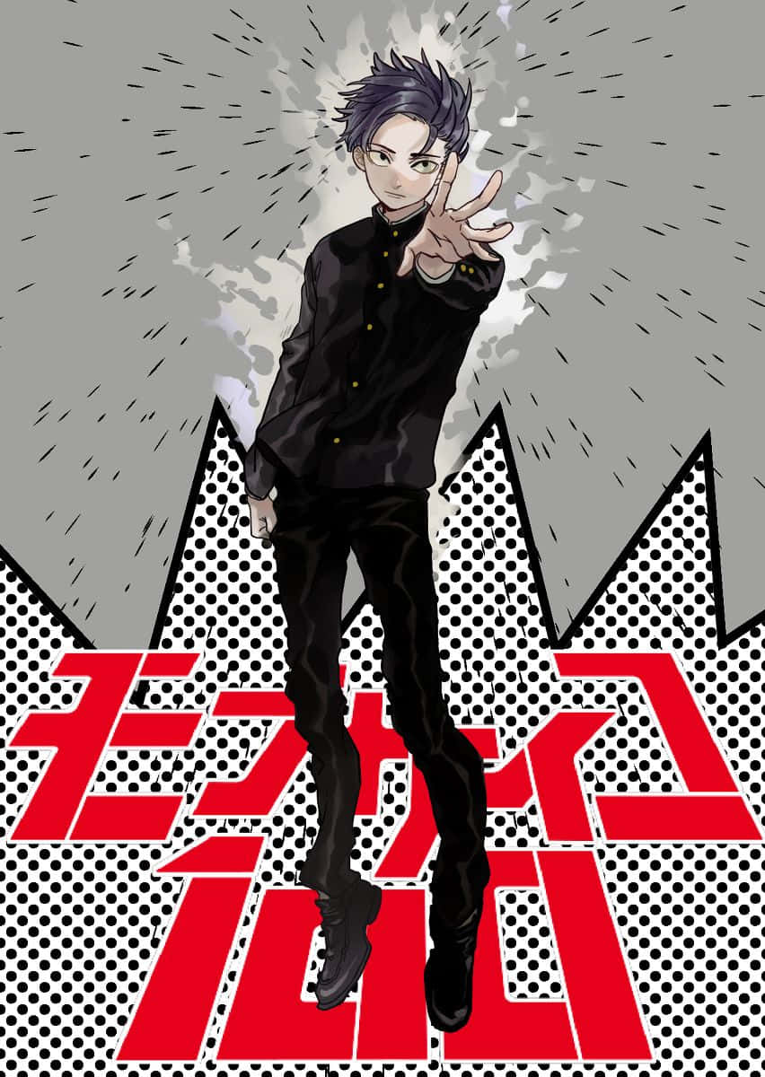 Ritsu Kageyama, black uniform, gray background, SD Phone Wallpaper
