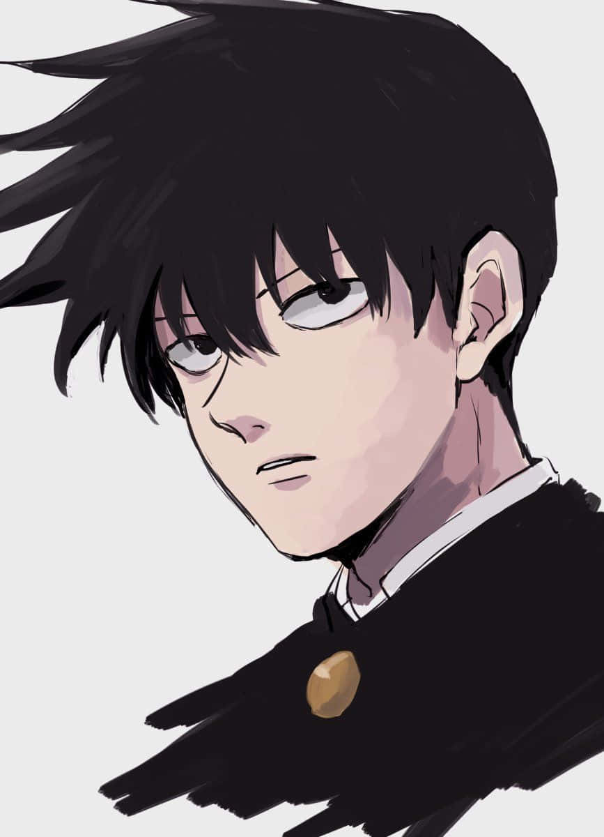 Ritsu Kageyama, spiky black hair, intense eyes, SD Phone Wallpaper